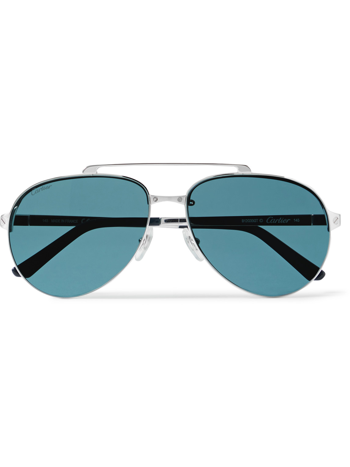 Cartier Santos Evolution Aviator-style Silver-tone Sunglasses