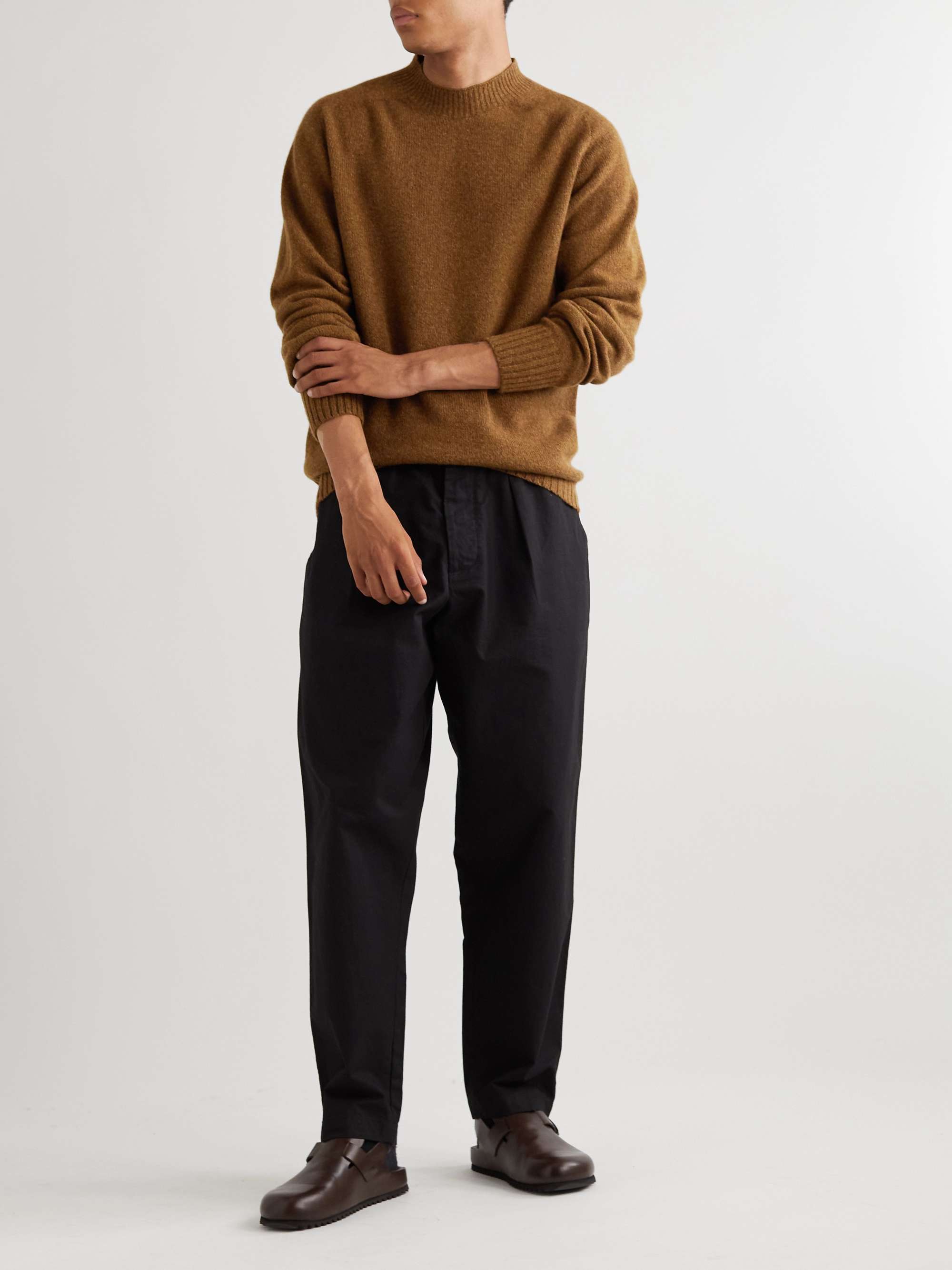 Brown Saddle Merino Wool and Cashmere-Blend Sweater | MARGARET HOWELL