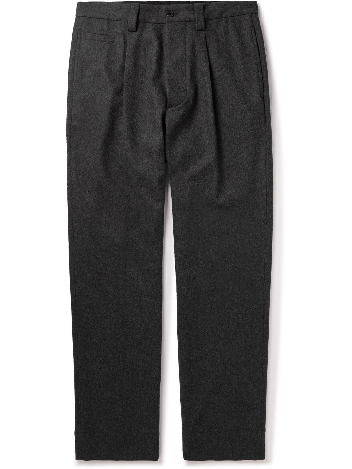 Margaret Howell Straight-leg Pleated Wool-flannel Trousers In Gray