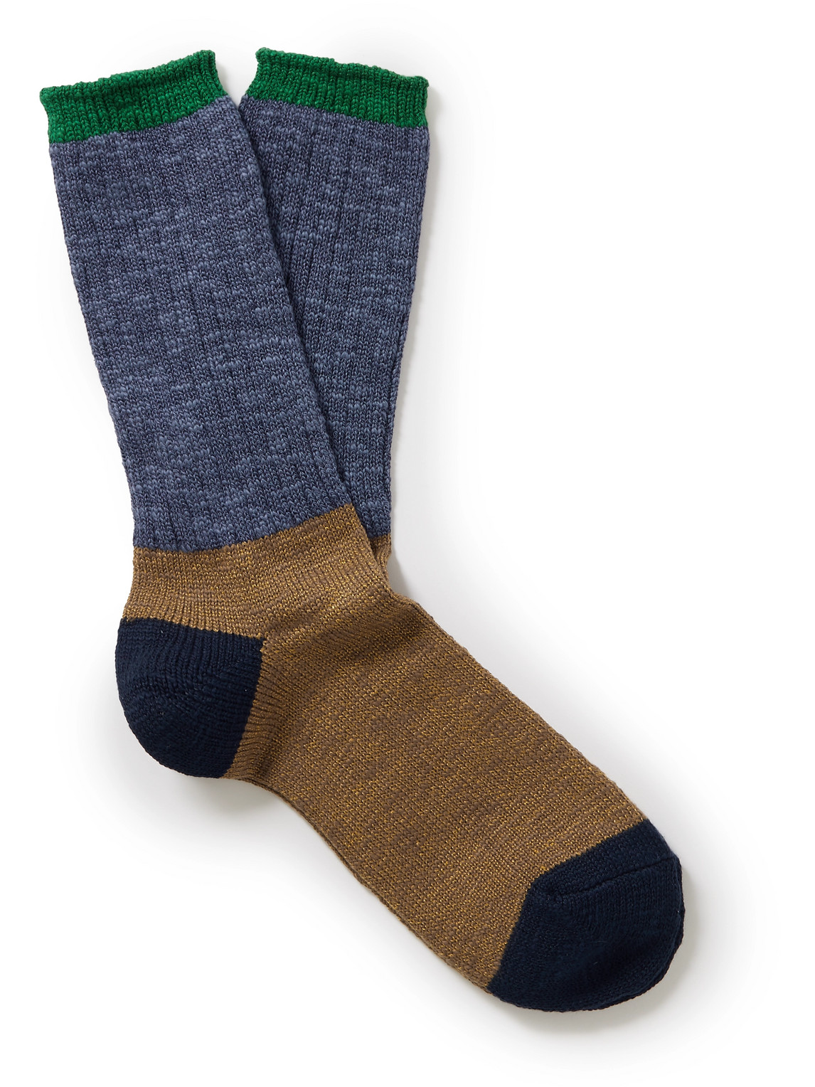 Anonymous Ism Colour-block Cotton-blend Socks In Blue