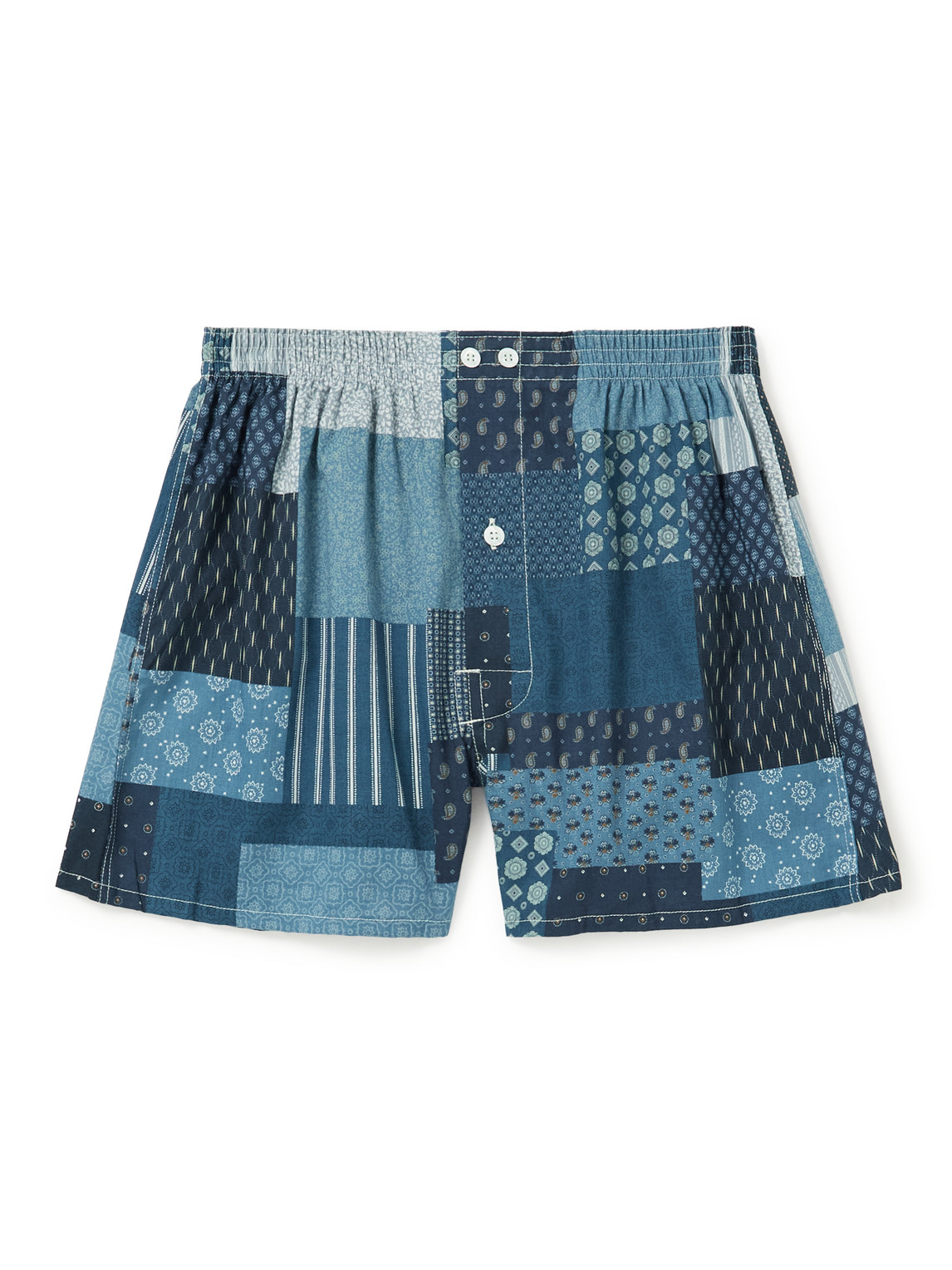 Anonymous Ism Printed Cotton Boxer Shorts In Blue