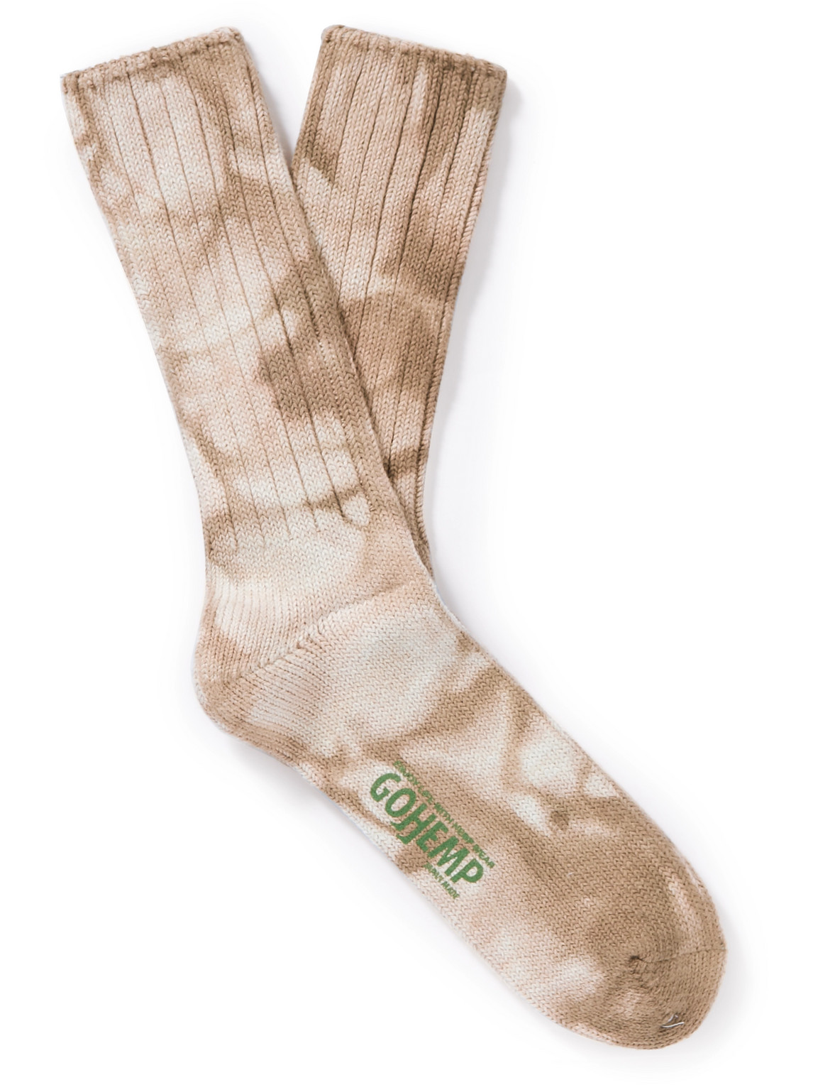 Anonymous Ism Gohemp Ribbed Tie-dyed Cotton-blend Socks In Brown