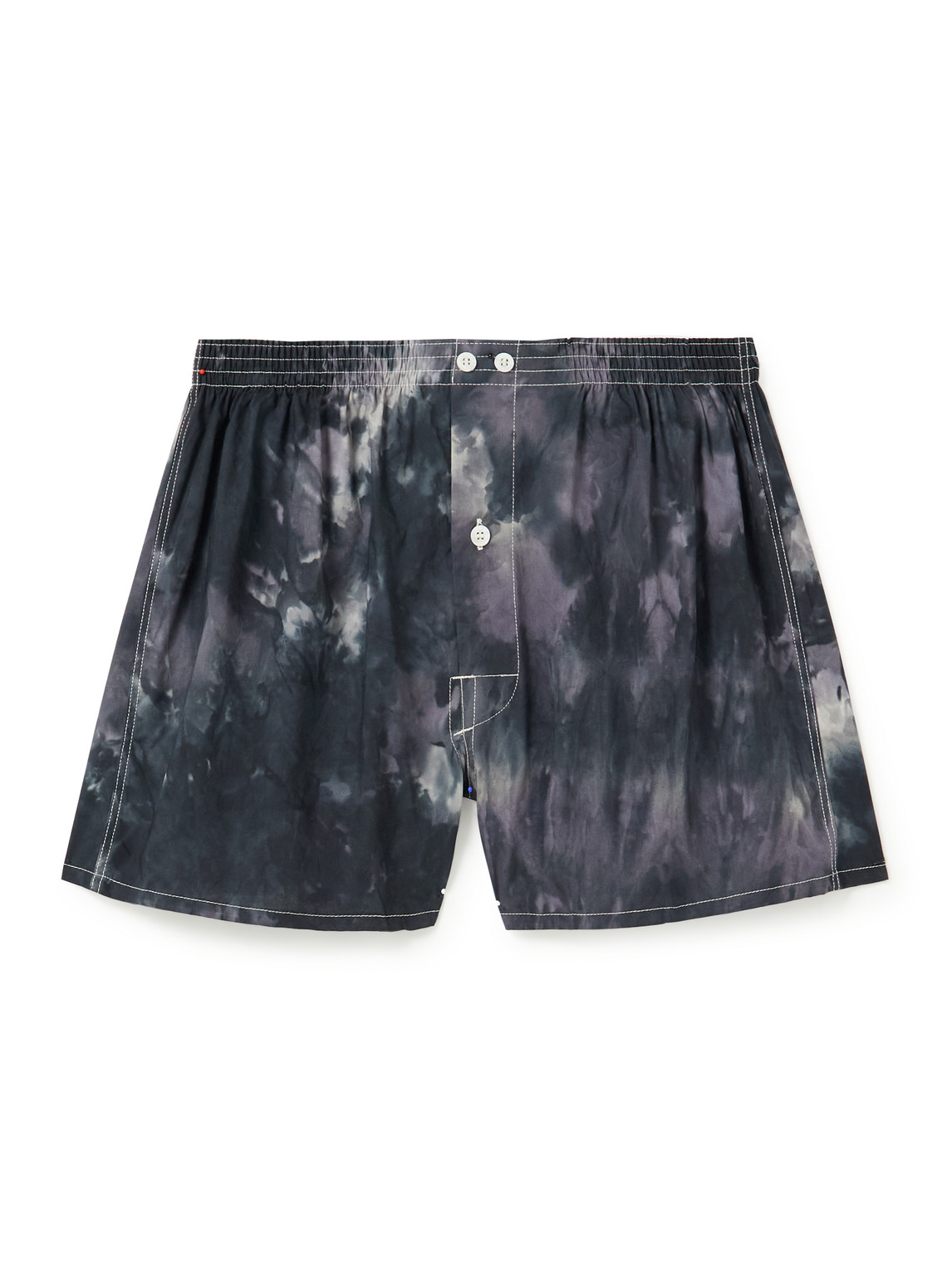 Anonymous Ism Tie-dyed Cotton Boxer Shorts In Gray