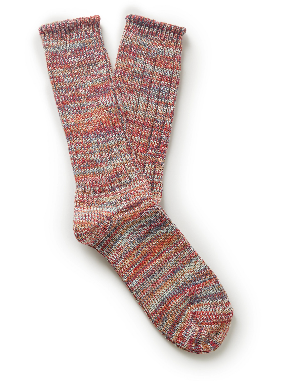 Anonymous Ism Ribbed Stretch-cotton Socks In Red