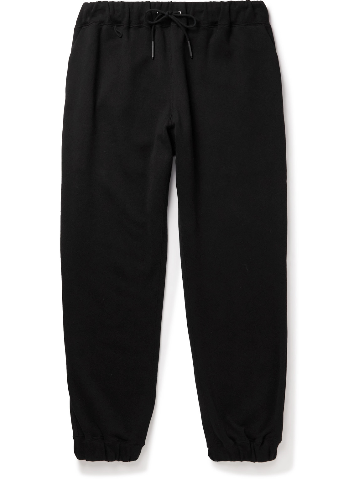 Aton Zero Tsuri Tapered Cotton-jersey Sweatpants In Black
