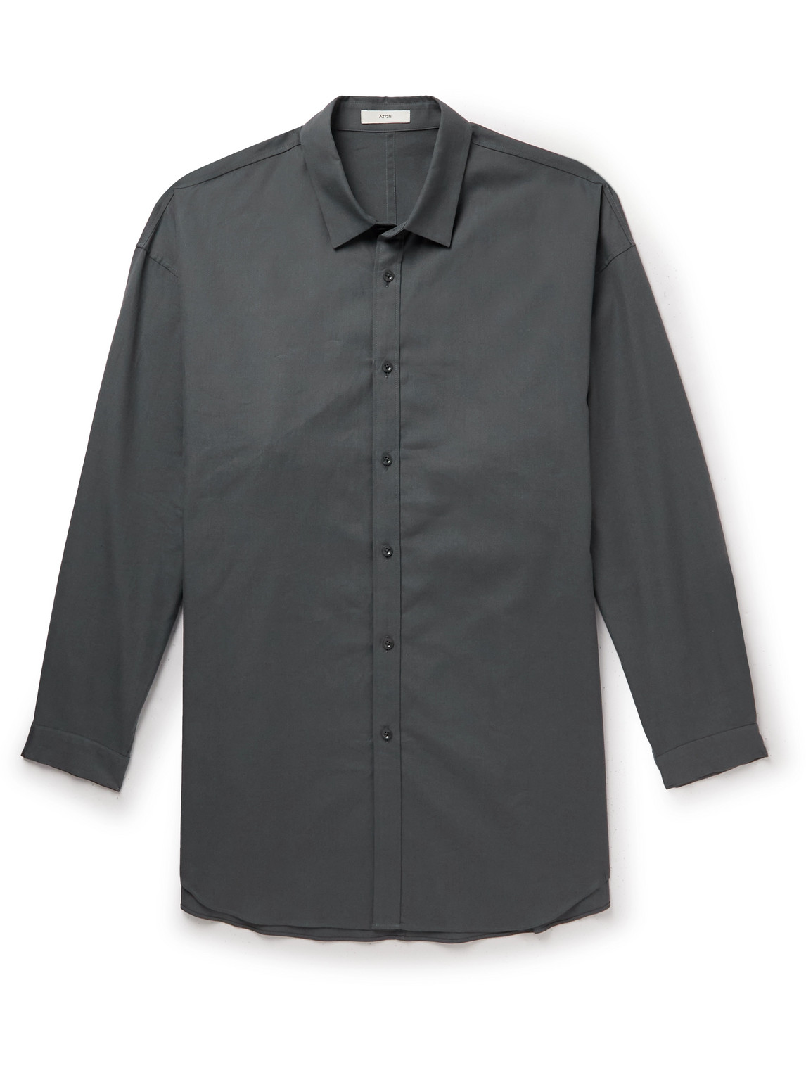 Aton Cotton And Cashmere-blend Oxford Shirt In Gray