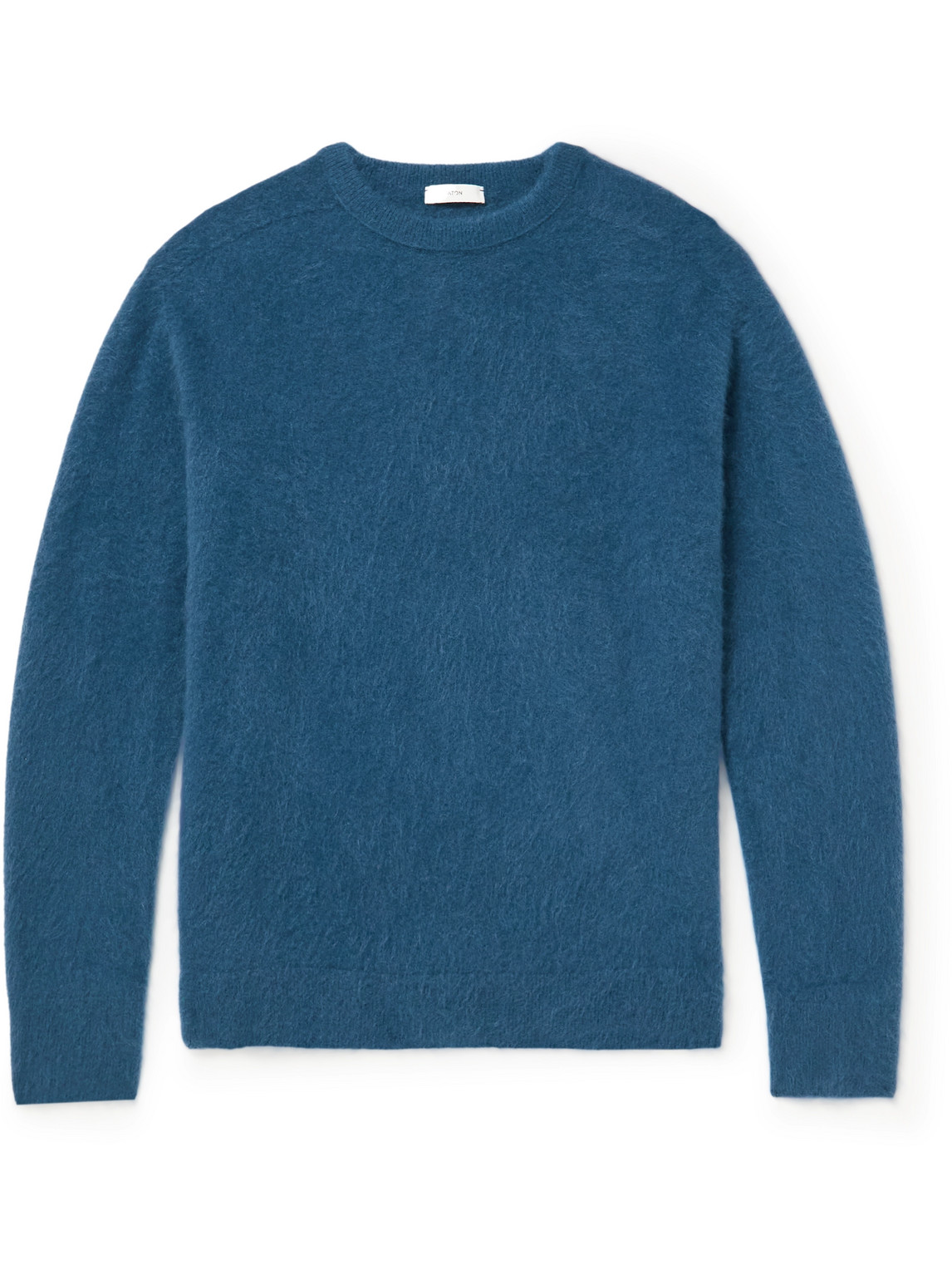 Aton Garment-dyed Brushed-cashmere Sweater In Blue