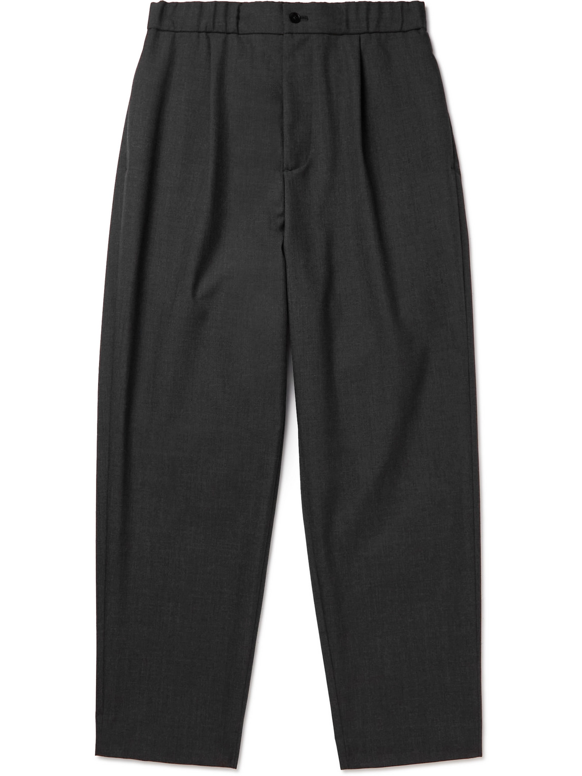 Aton Easy Tapered Wool Trousers In Gray