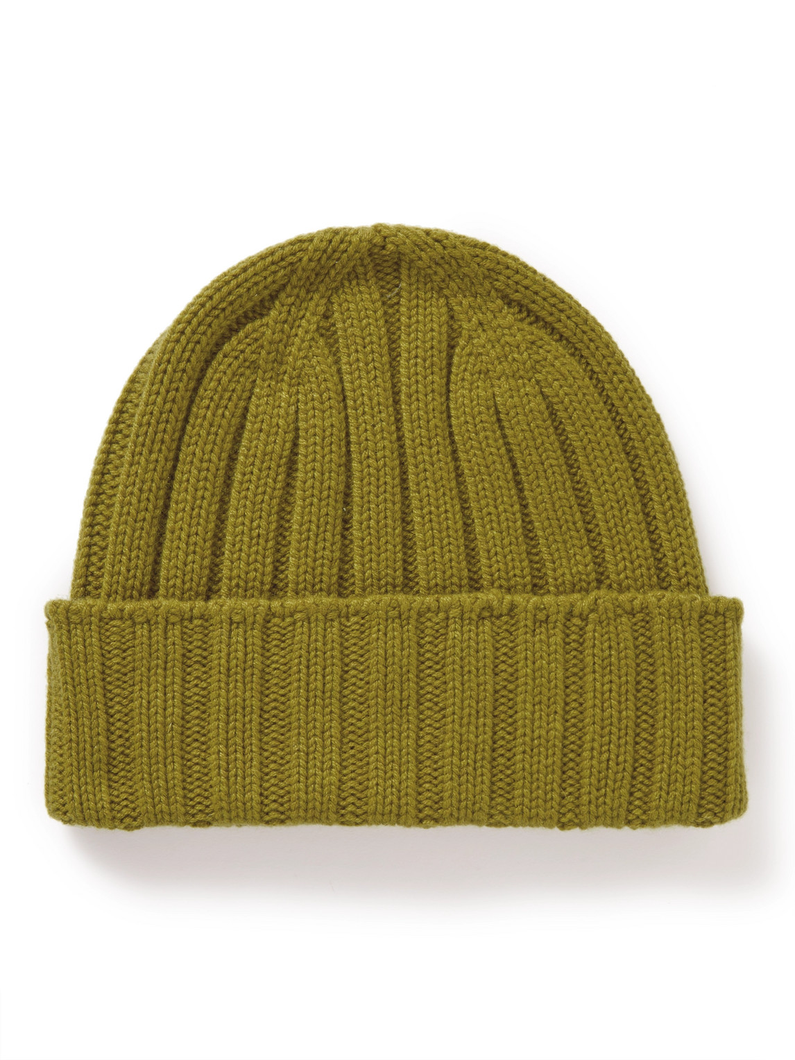 Johnstons Of Elgin Ribbed Cashmere Beanie In Green