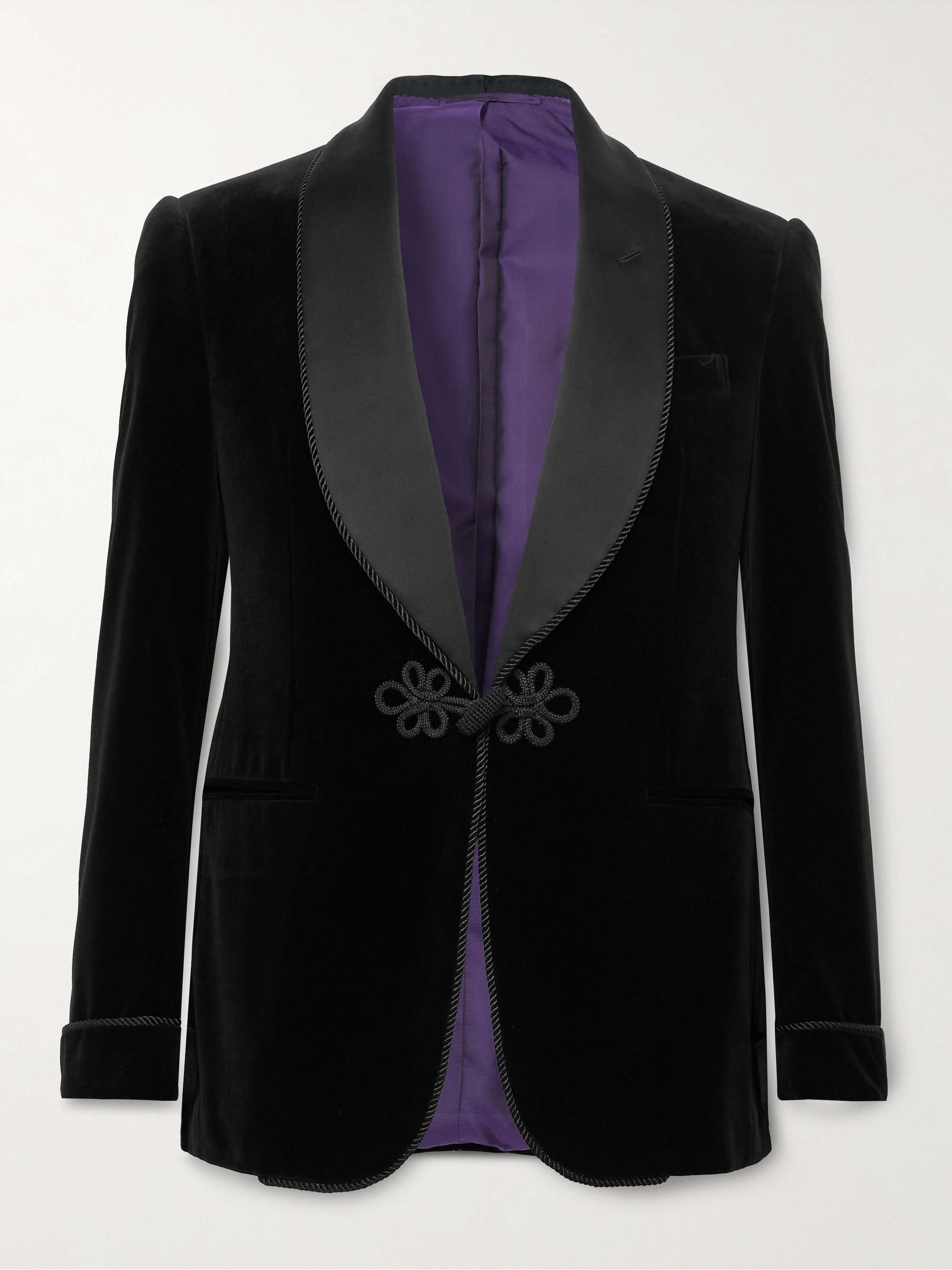 Black Astaire Shawl-Collar Satin-Trimmed Cotton-Velvet Tuxedo Jacket ...