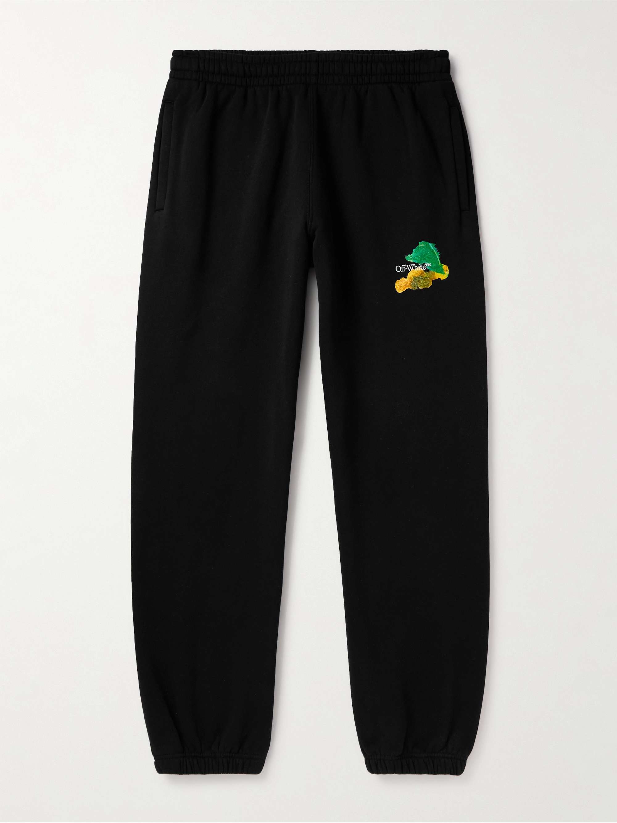 OFF-WHITE Tapered Logo-Print Cotton-Jersey Sweatpants,Black