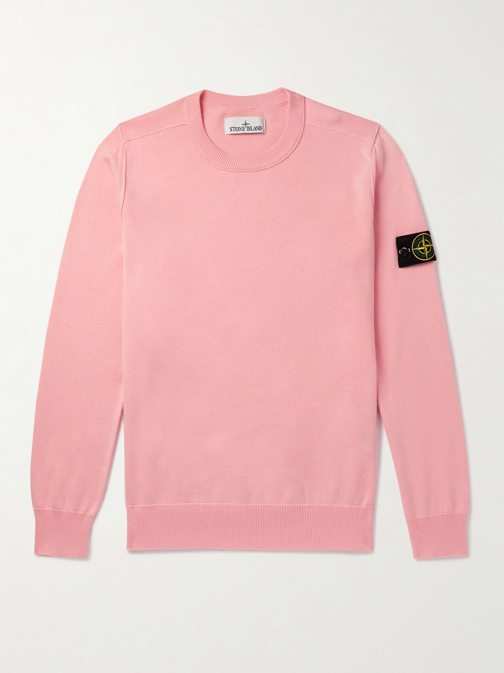 STONE ISLAND Logo-Appliqued Cotton Sweater,Pink