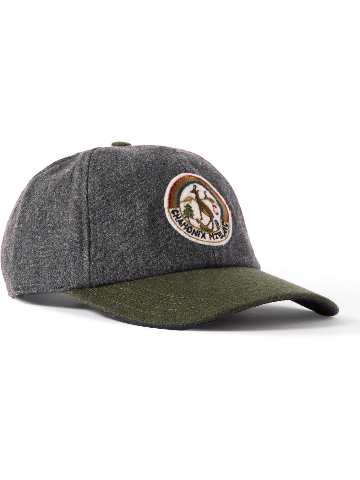 Hartford Logo-appliquéd Two-tone Wool-blend Baseball Cap In Gray