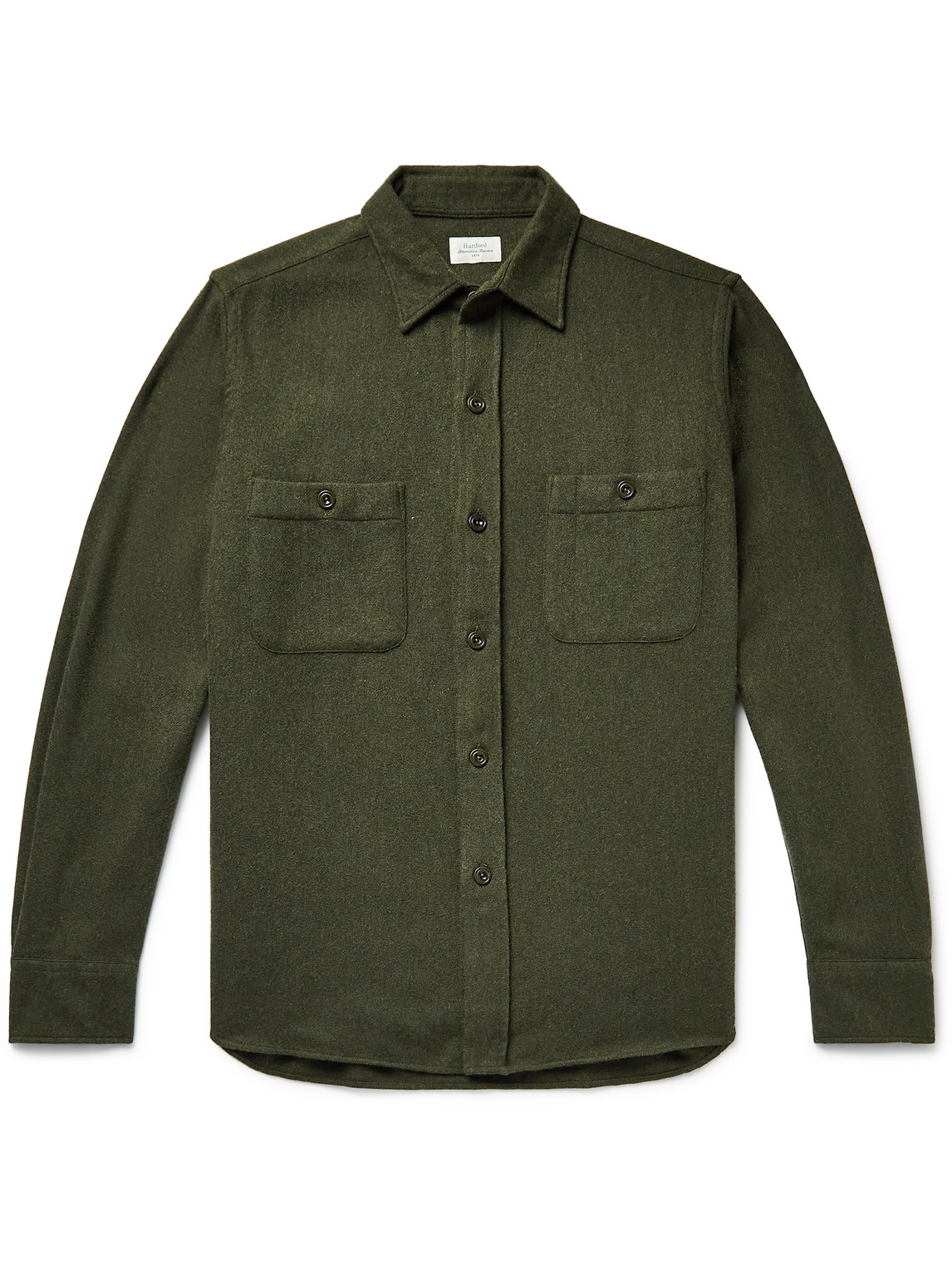 Hartford Percey Brushed Wool-blend Overshirt In Green