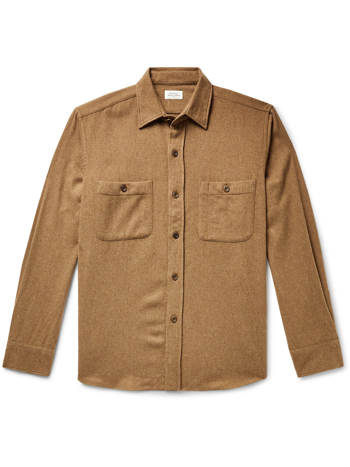 Hartford Percey Brushed Wool-blend Overshirt In Brown