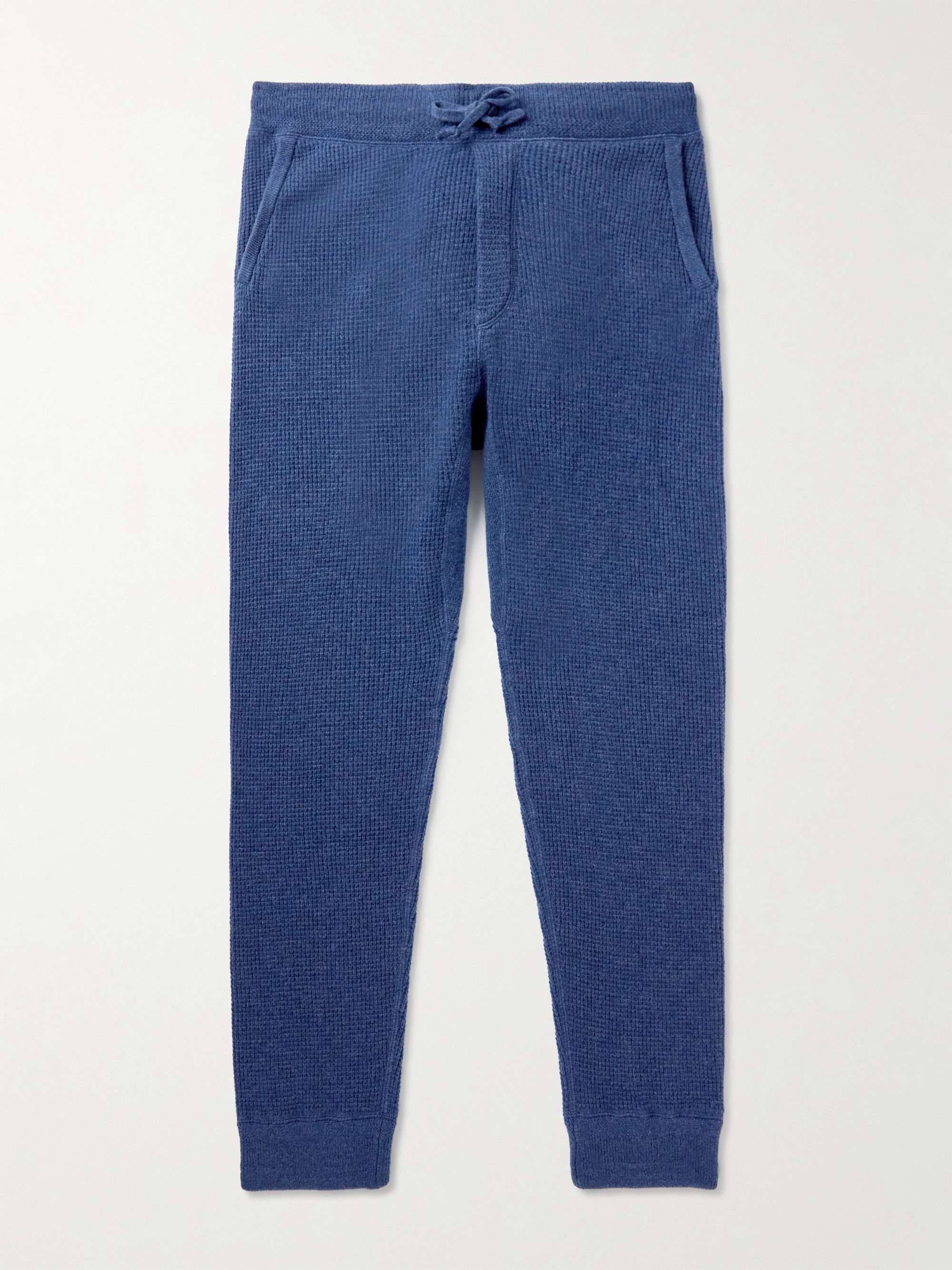 POLO RALPH LAUREN Tapered Waffle-Knit Cashmere Sweatpants,Navy