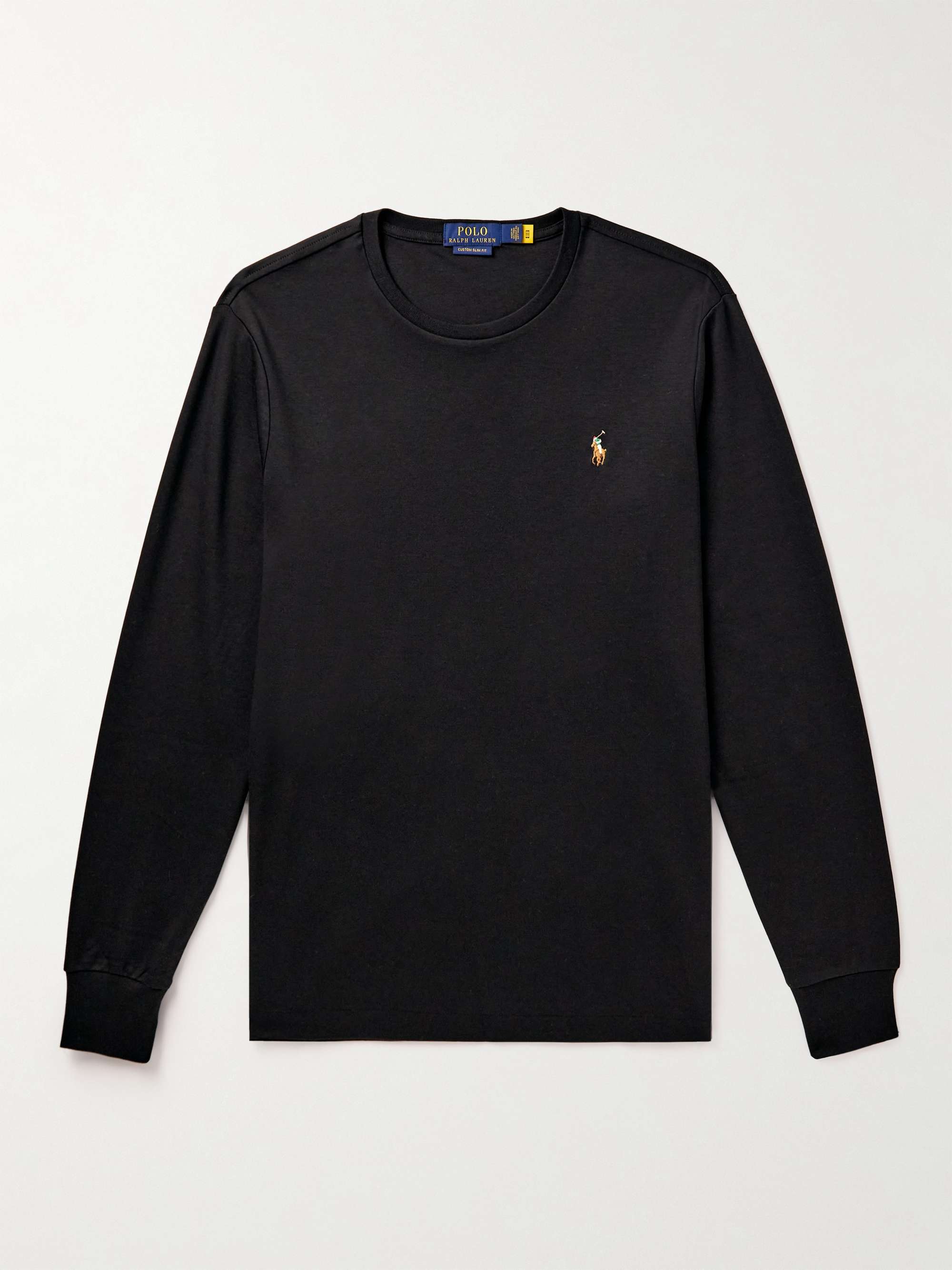 POLO RALPH LAUREN Logo-Embroidered Cotton-Jersey T-Shirt,Black