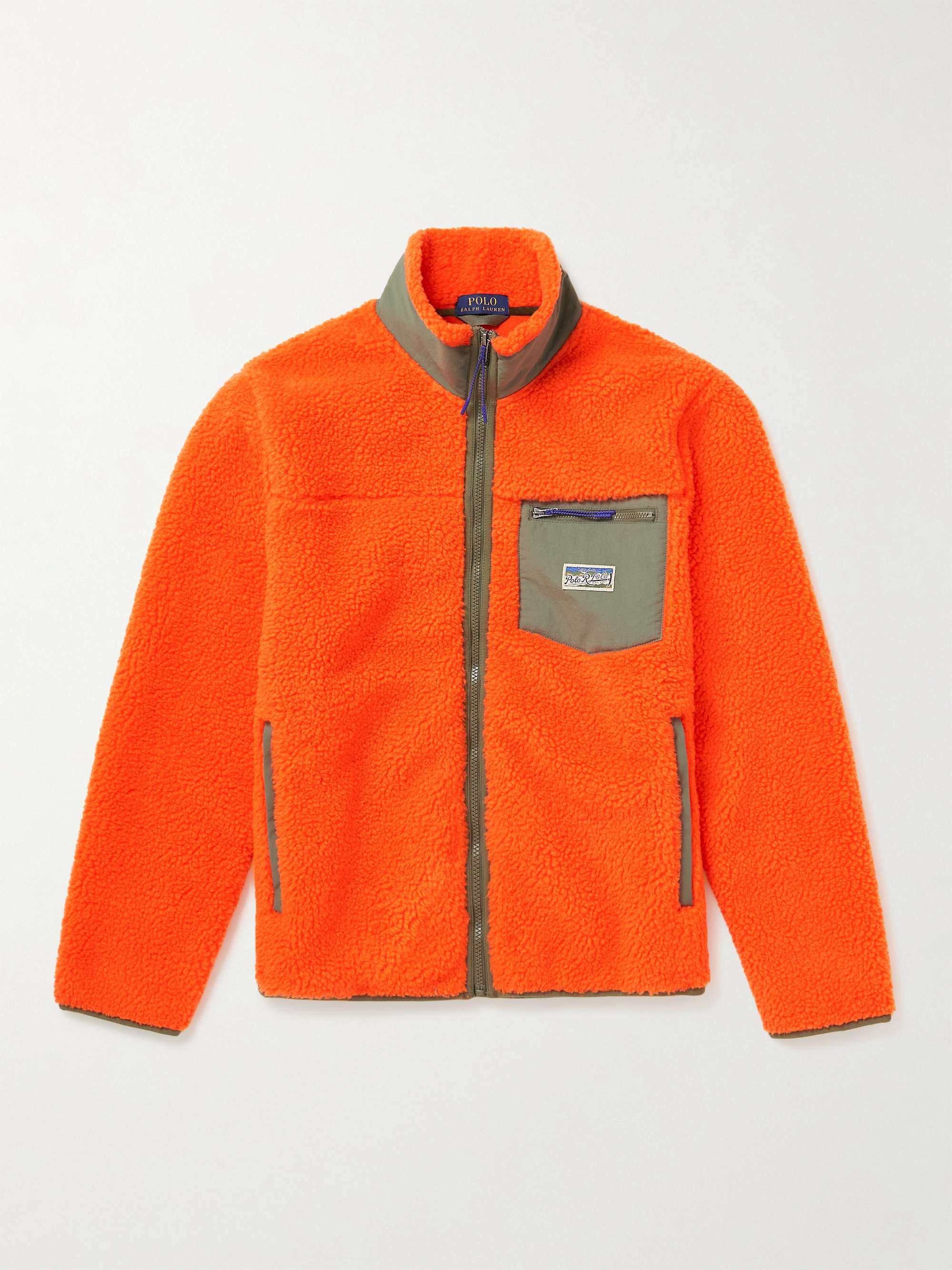 POLO RALPH LAUREN Logo-Appliqued Shell-Trimmed Fleece Jacket,Orange