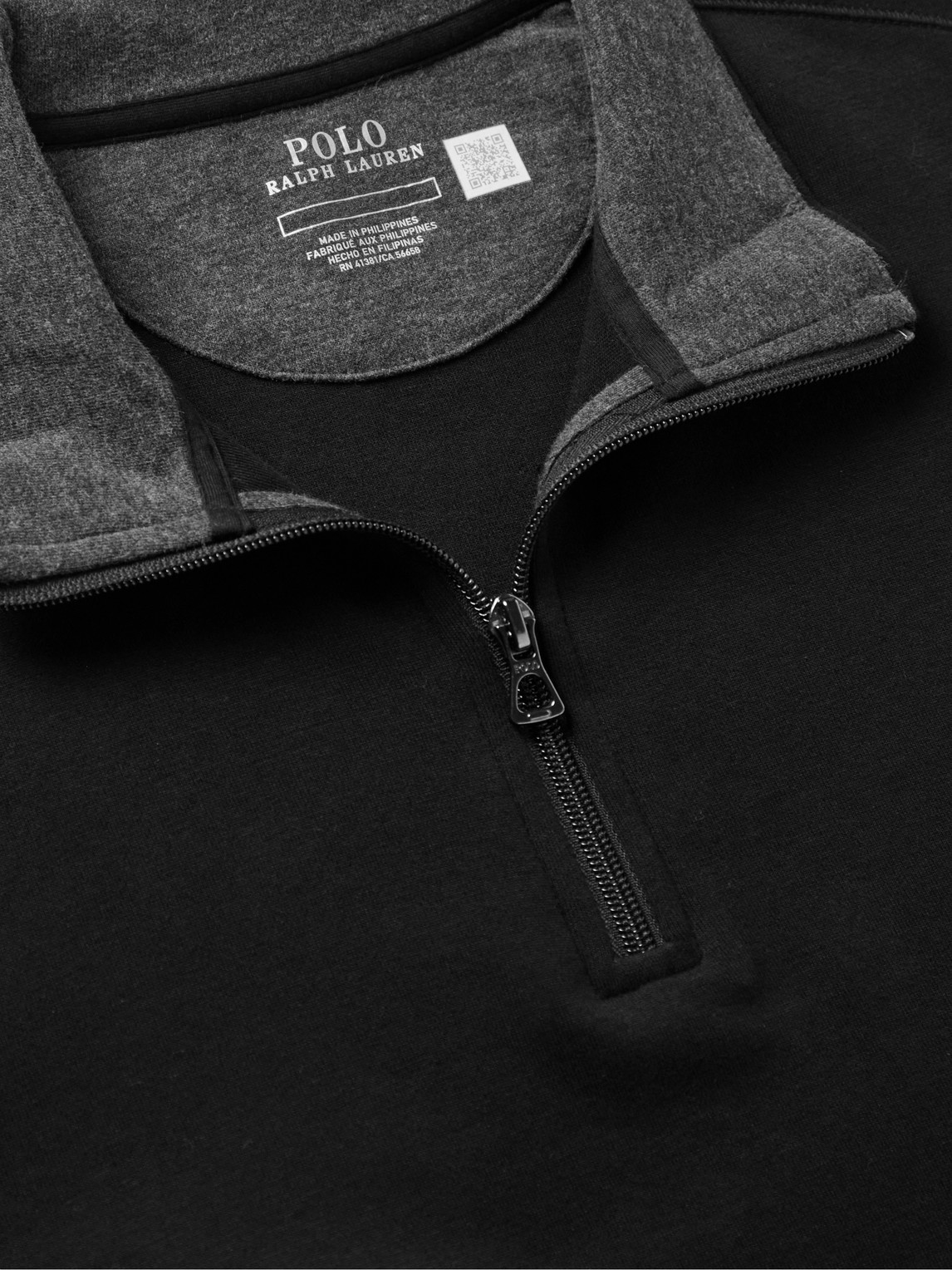Polo Ralph Lauren Black Half-zip Cotton-blend Sweatshirt