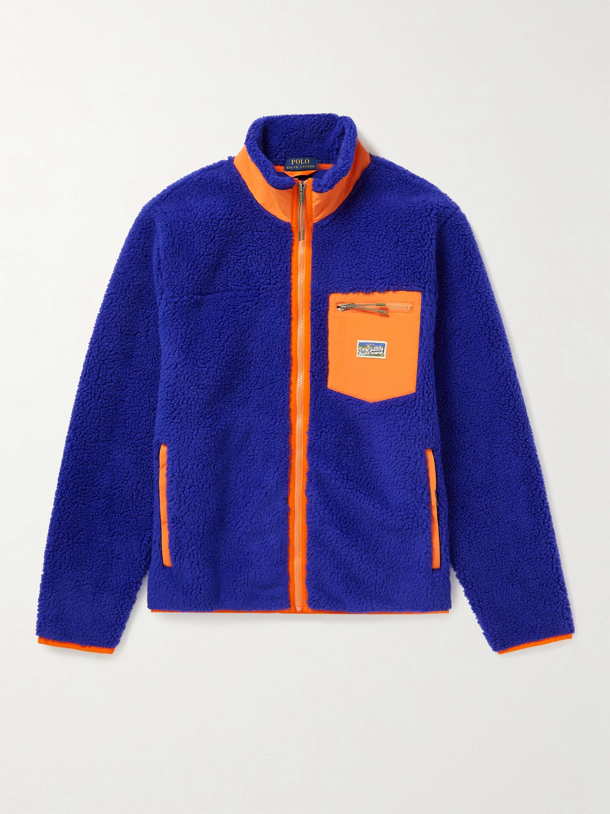 POLO RALPH LAUREN Logo-Appliqued Shell-Trimmed Fleece Jacket,Blue