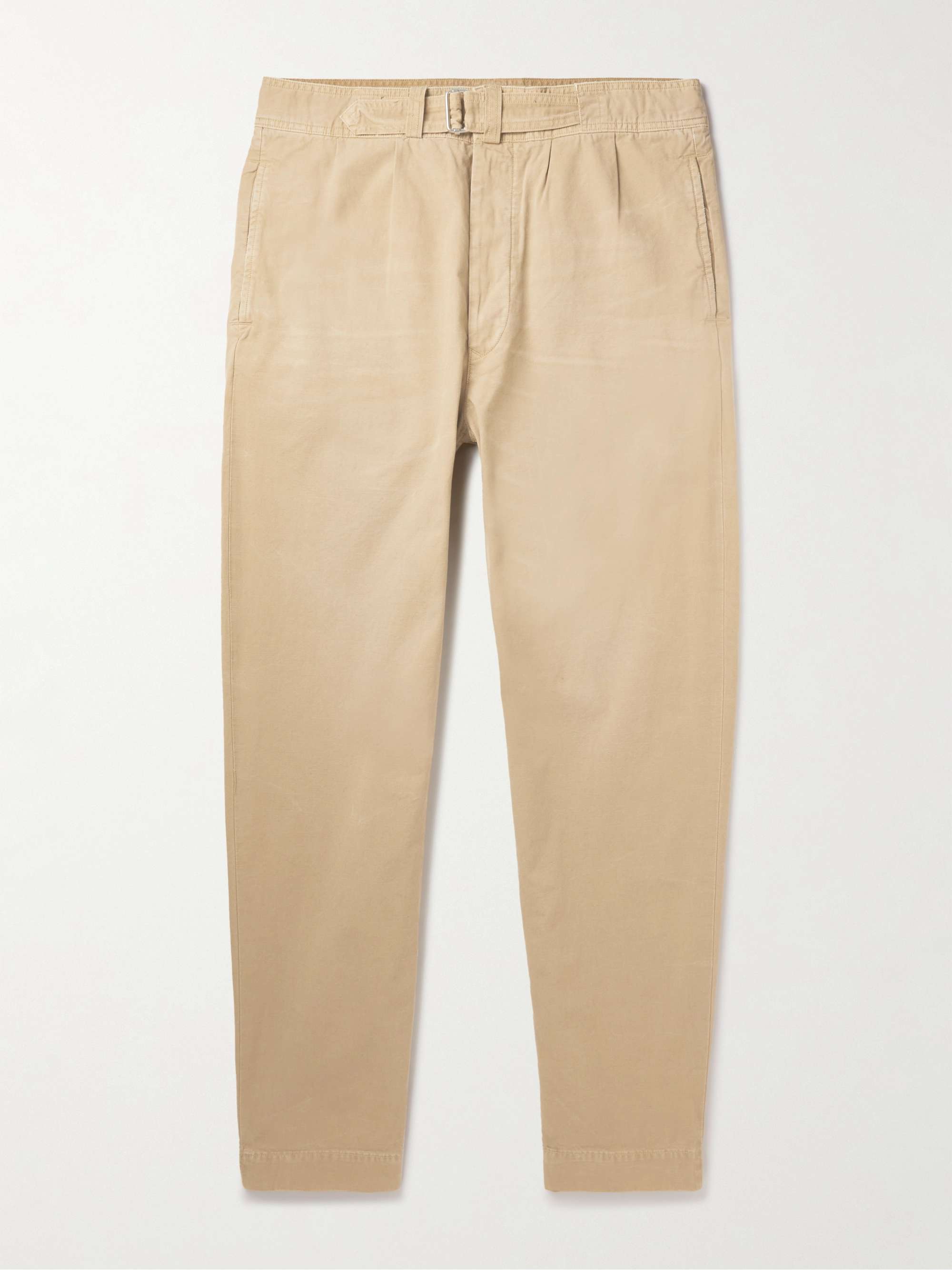 POLO RALPH LAUREN Aviator Tapered Pleated Cotton-Canvas Trousers,Beige