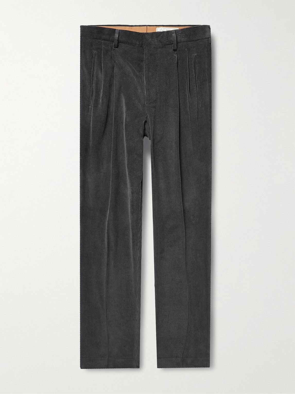 Umit Benan B+ Pleated Straight-leg Cotton And Cashmere-blend Corduroy Suit Trousers In Gray