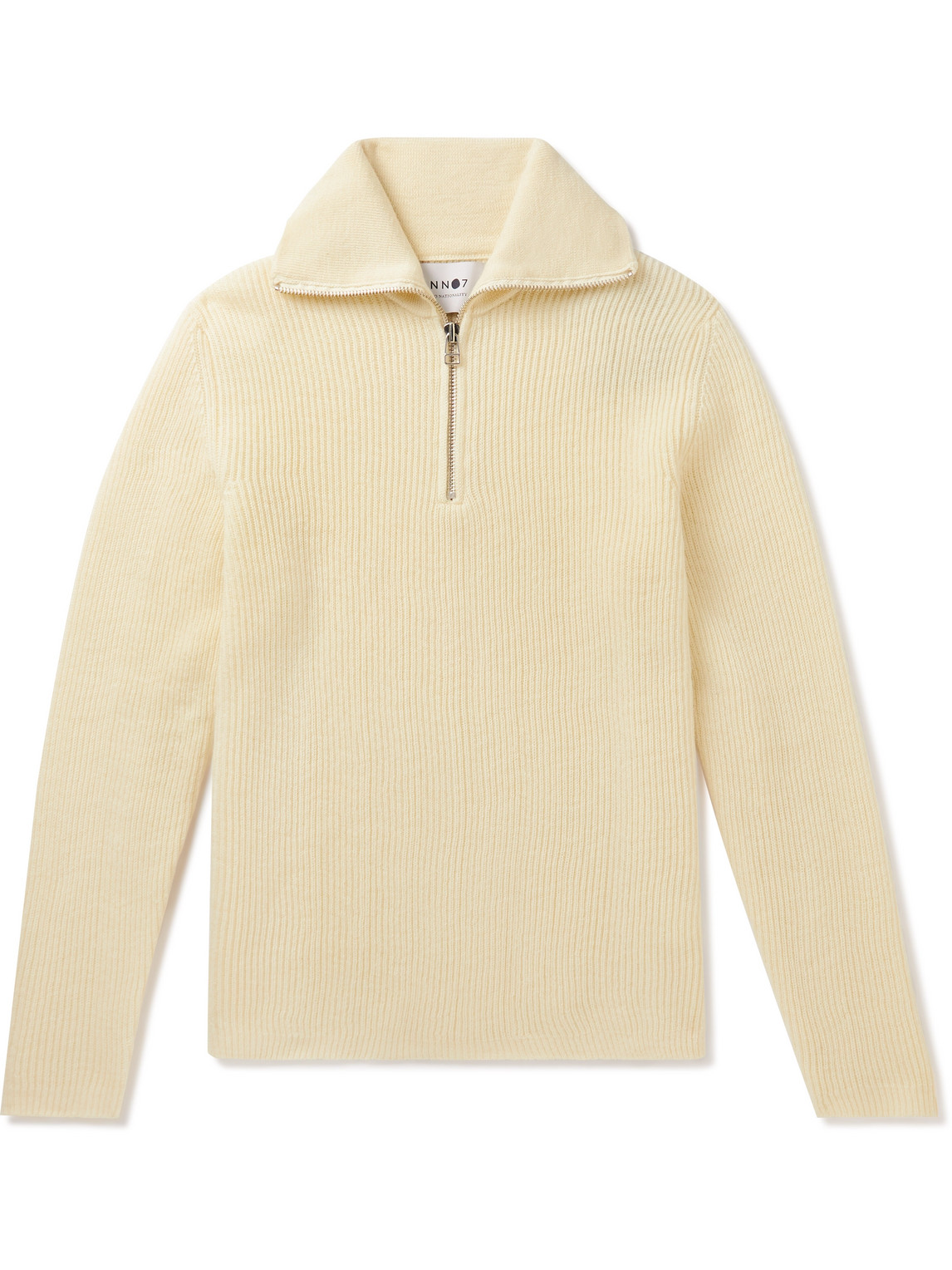 Nn07 Holger 6336 Ribbed Wool Half-zip Sweater In Yellow