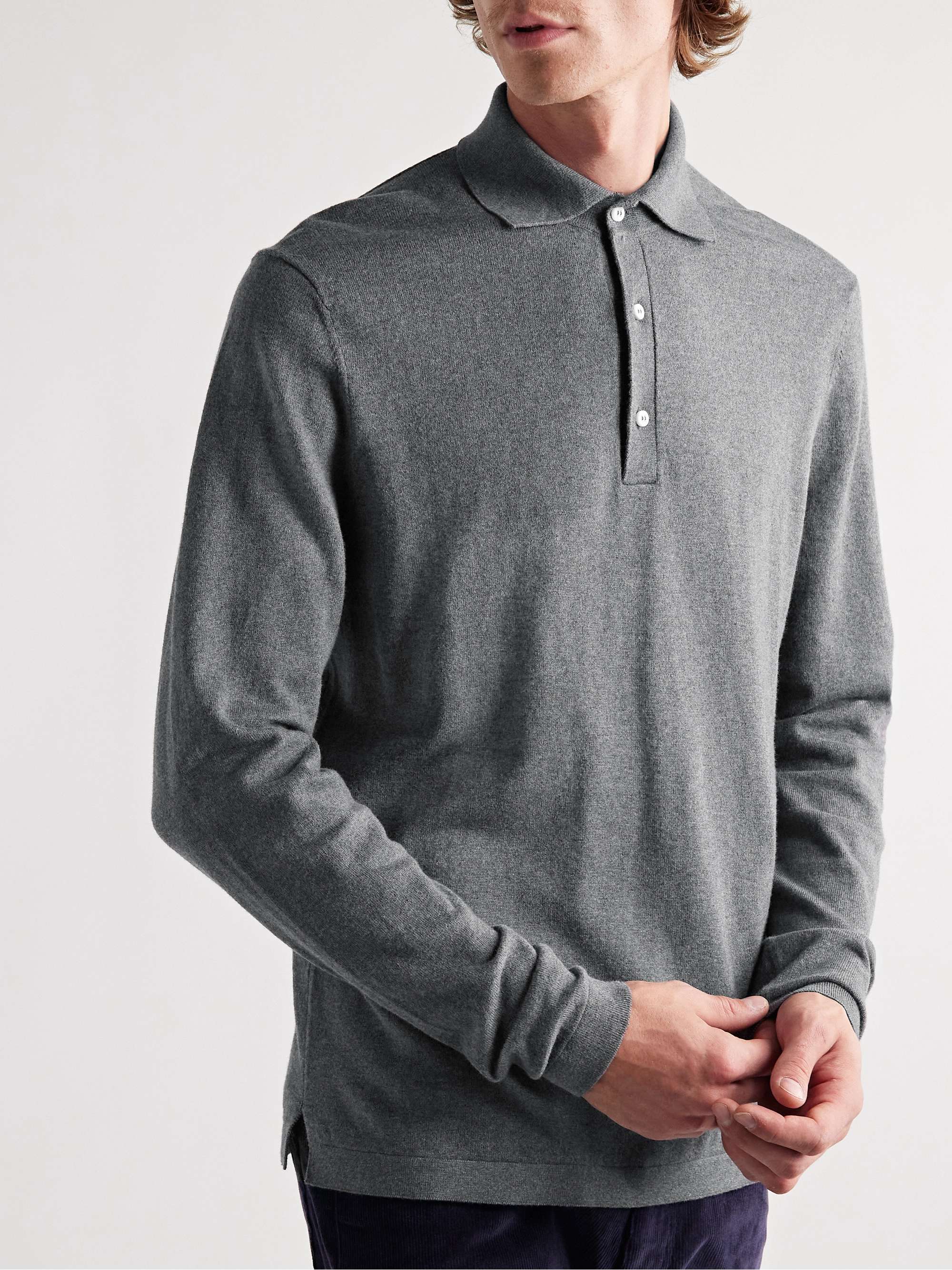 Gray Rally Slim-Fit Cotton and Cashmere-Blend Polo Shirt | SID MASHBURN ...