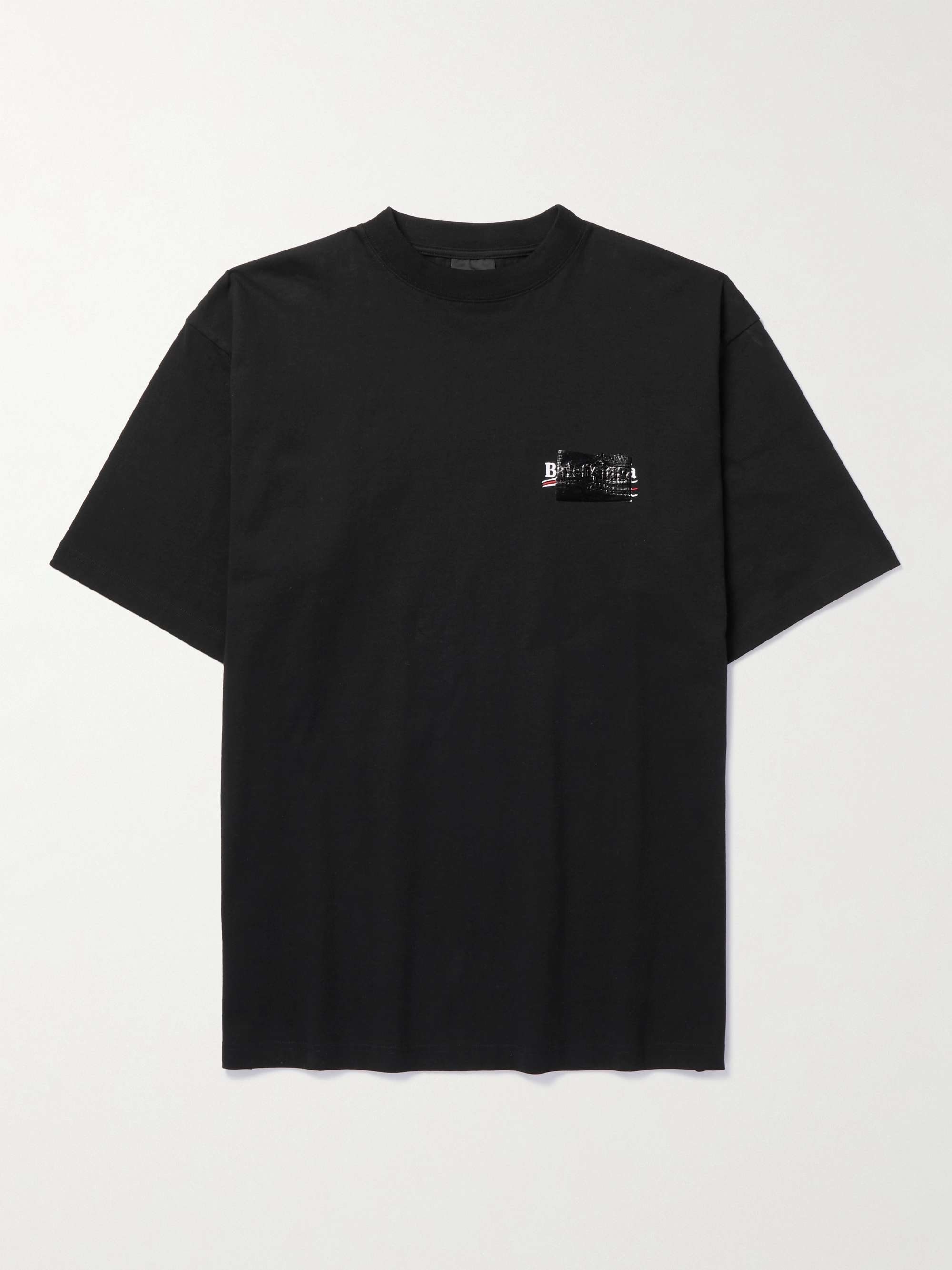 Black Gaffer Oversized Logo-Embroidered Appliquéd Cotton-Jersey T-Shirt ...