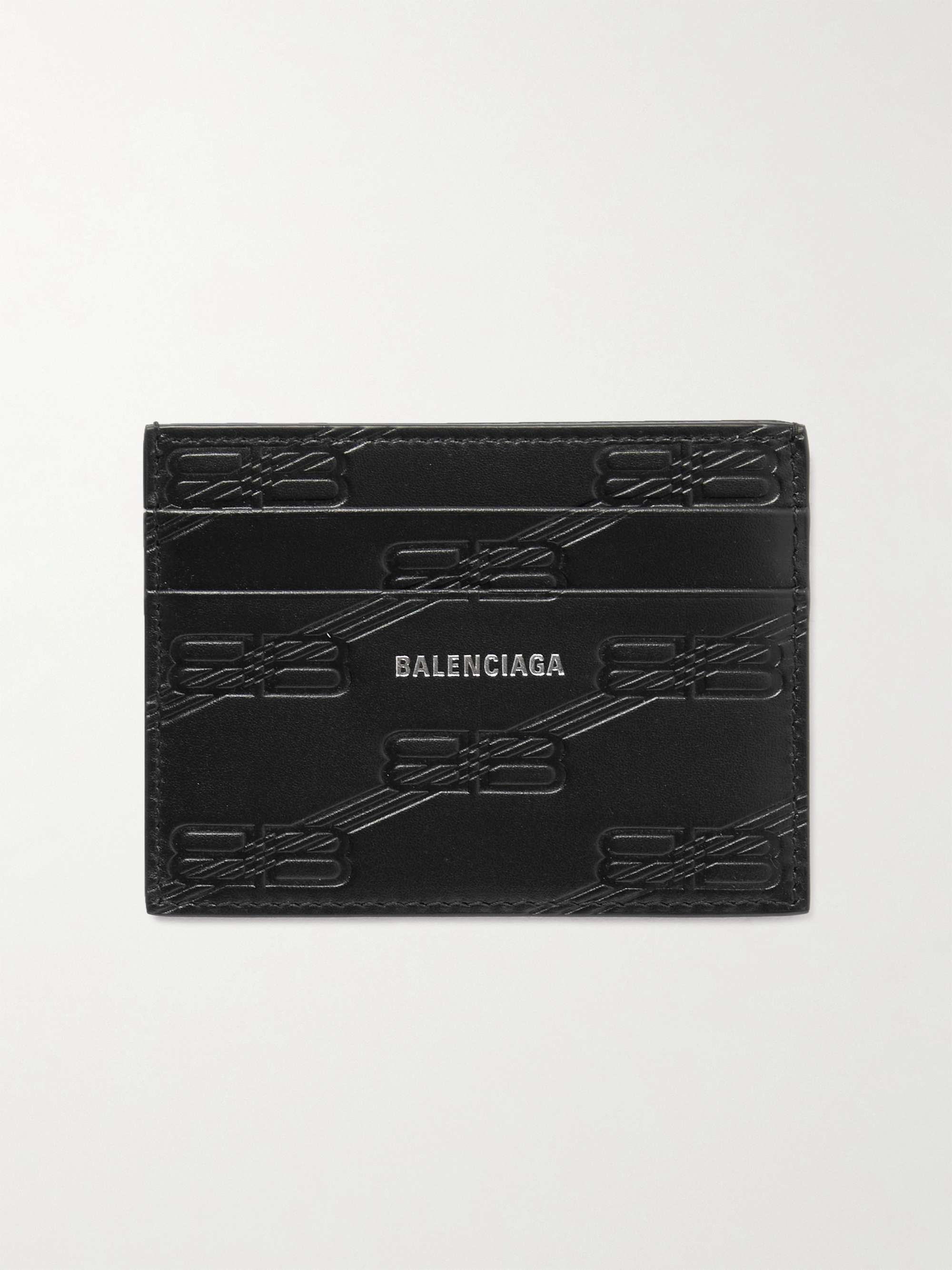 발렌시아가 Balenciaga Logo-Print Monogrammed Leather Cardholder,Black