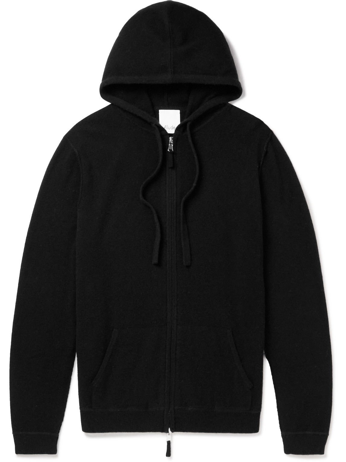 Allude Wool And Cashmere-blend Zip-up Hoodie In Black