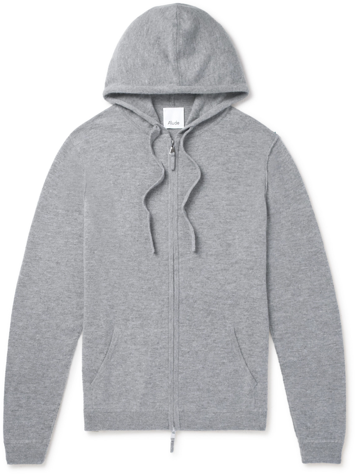 Allude Wool And Cashmere-blend Zip-up Hoodie In Gray