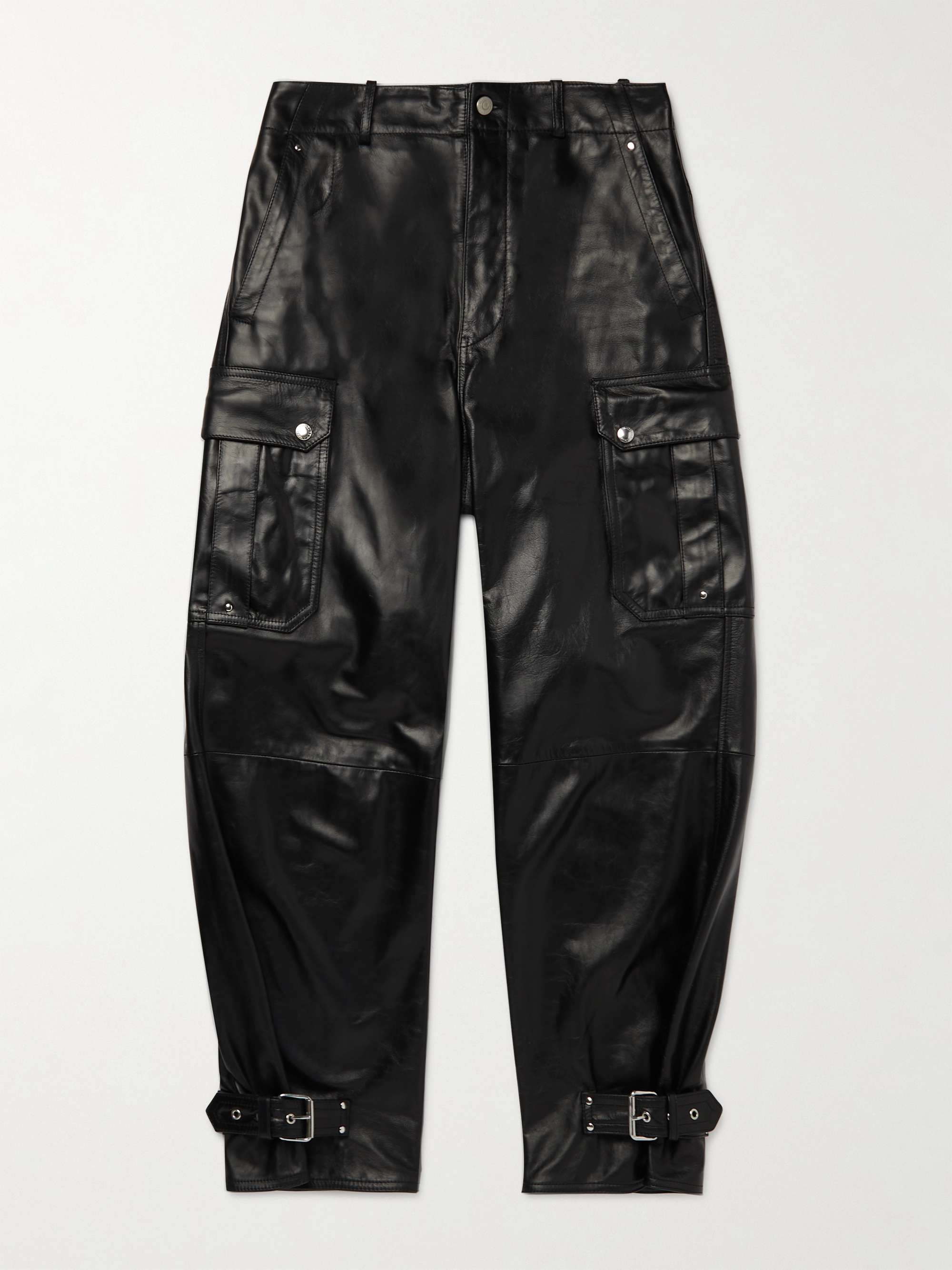 ALEXANDER MCQUEEN Tapered Buckled Leather Cargo Trousers
