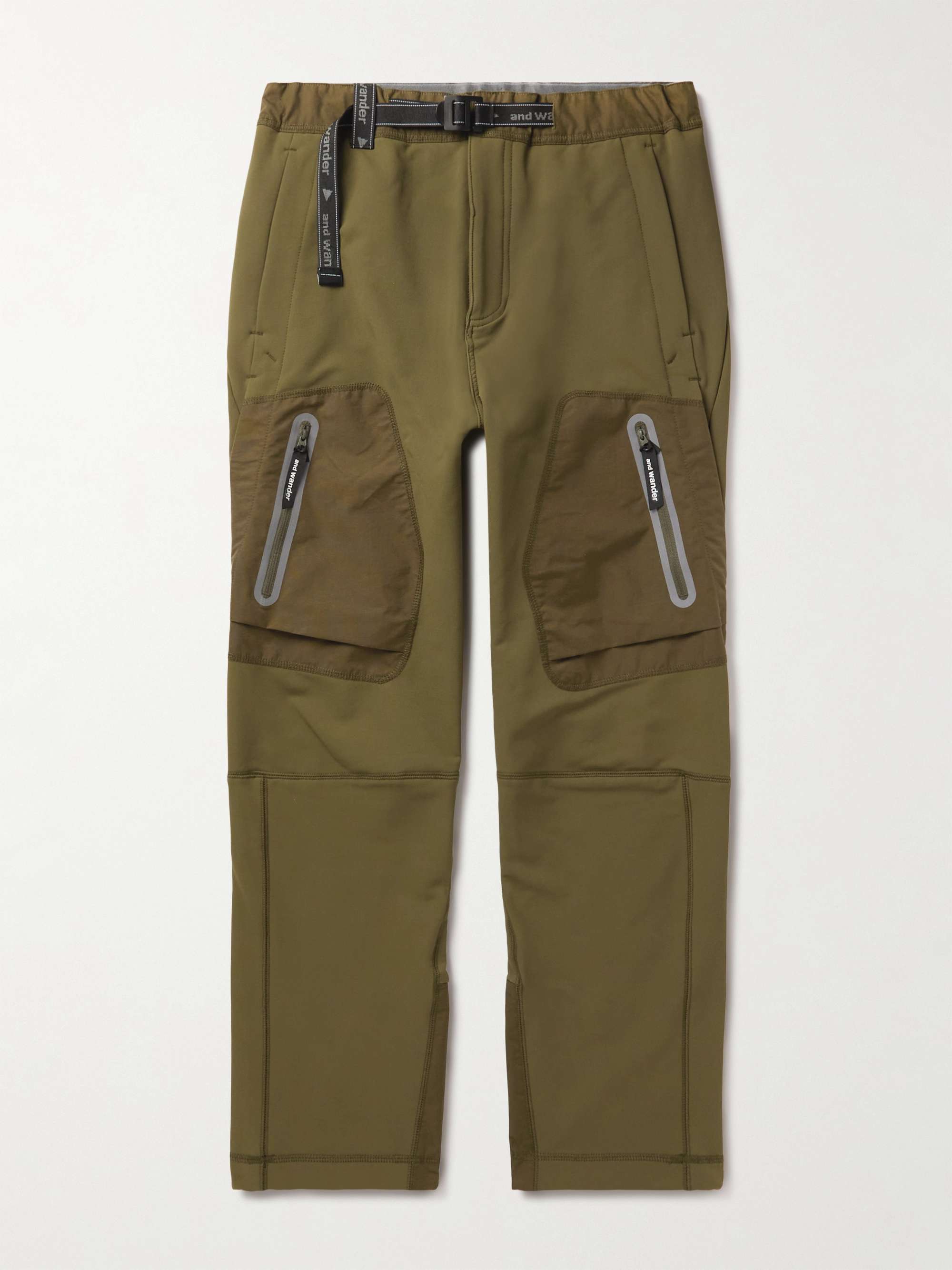 AND WANDER Straight-Leg Belted Stretch-Shell Trousers