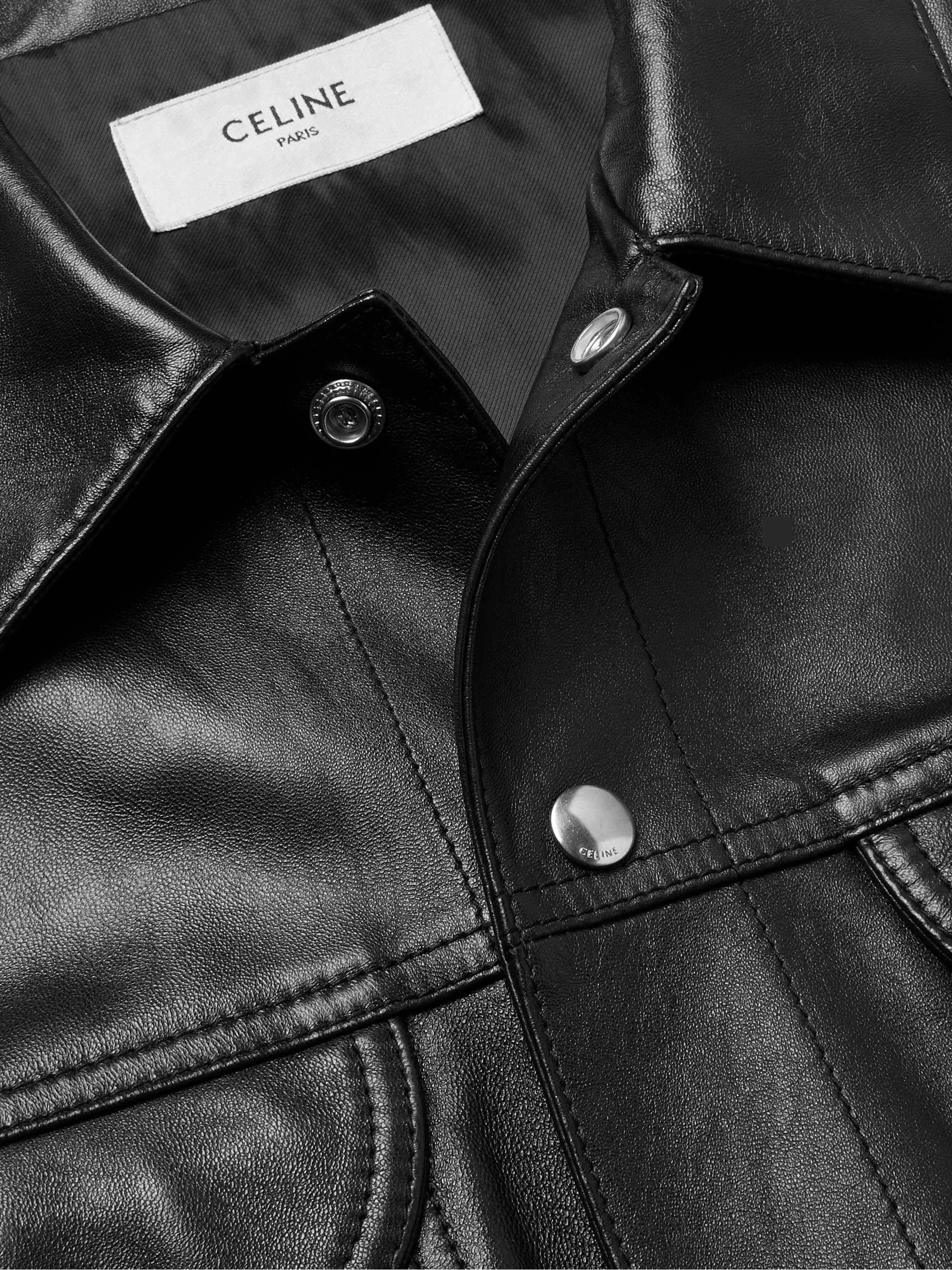 Black Leather Trucker Jacket | CELINE HOMME | MR PORTER