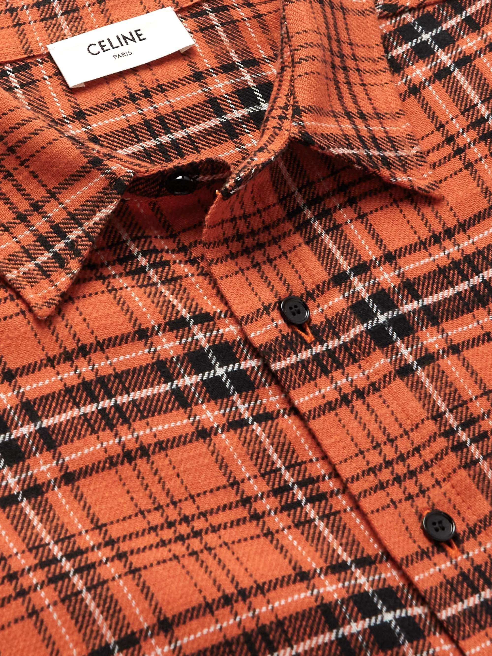 CELINE HOMME Checked Cotton-Flannel Shirt