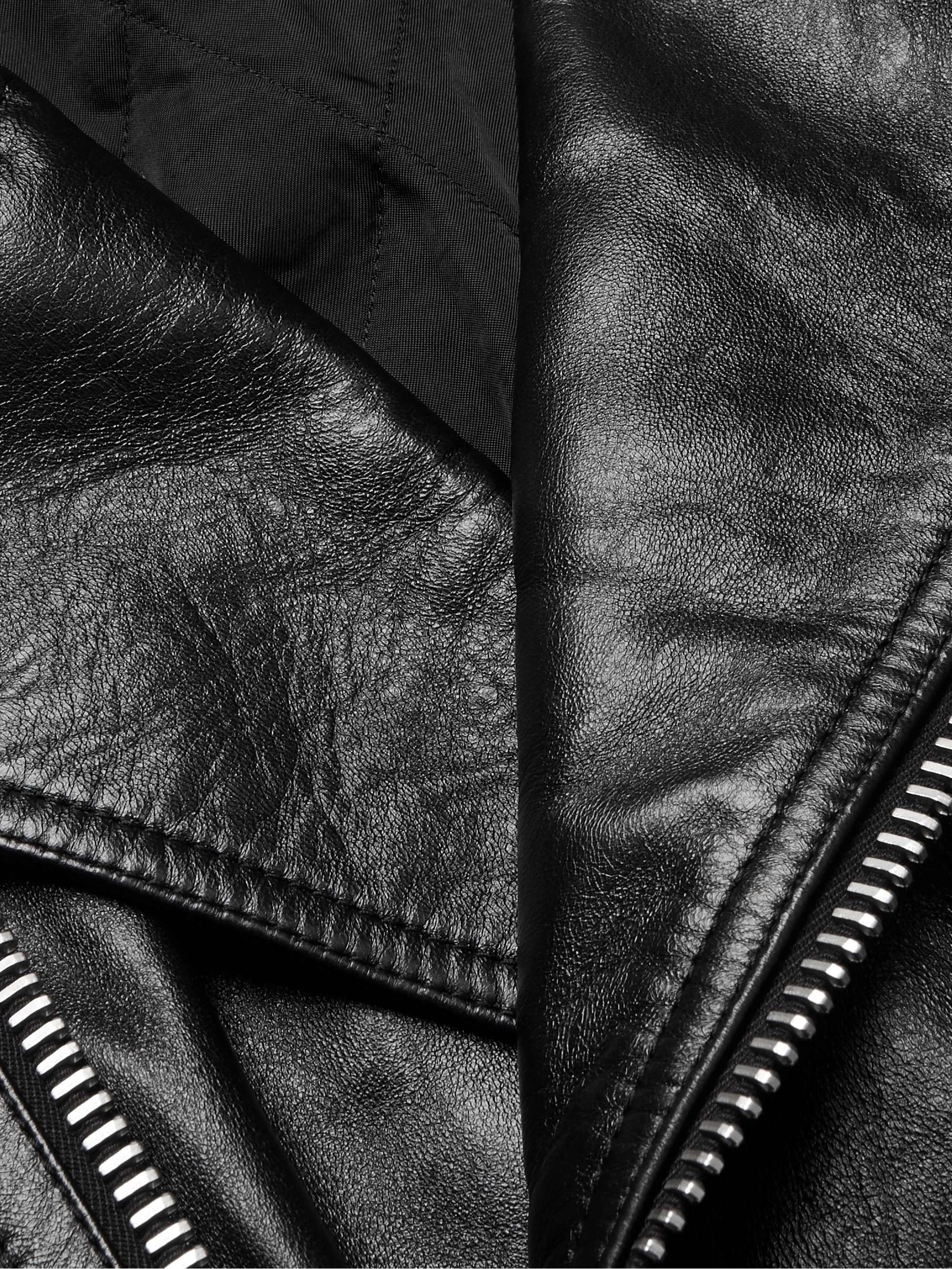 CELINE HOMME Textured-Leather Biker Jacket
