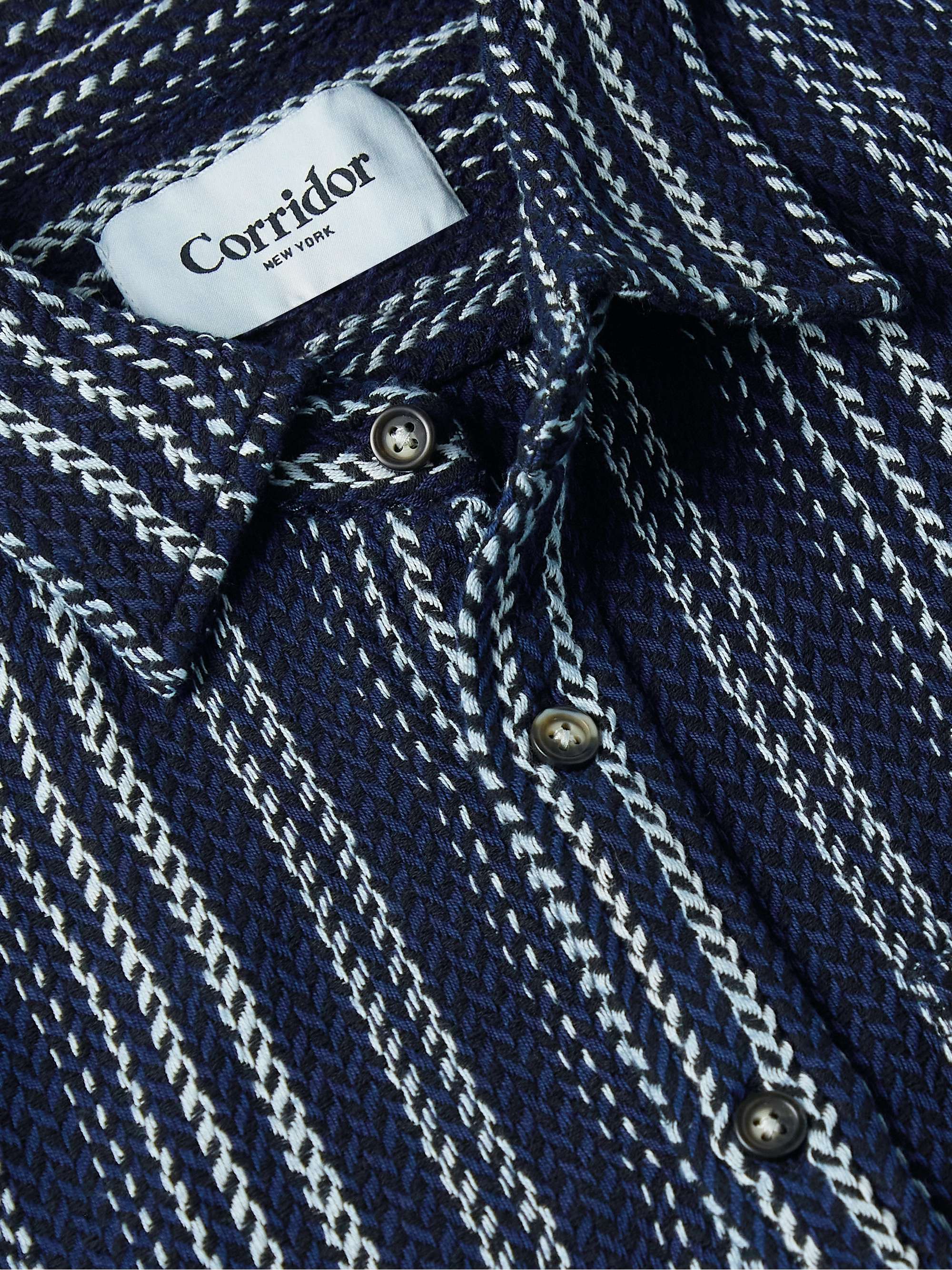 CORRIDOR Sky Captain Striped Cotton-Jacquard Shirt
