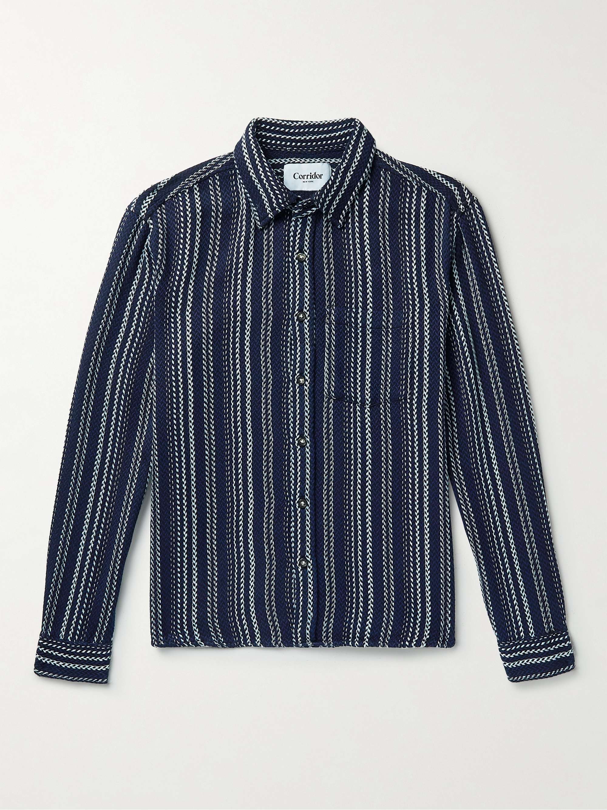 CORRIDOR Sky Captain Striped Cotton-Jacquard Shirt