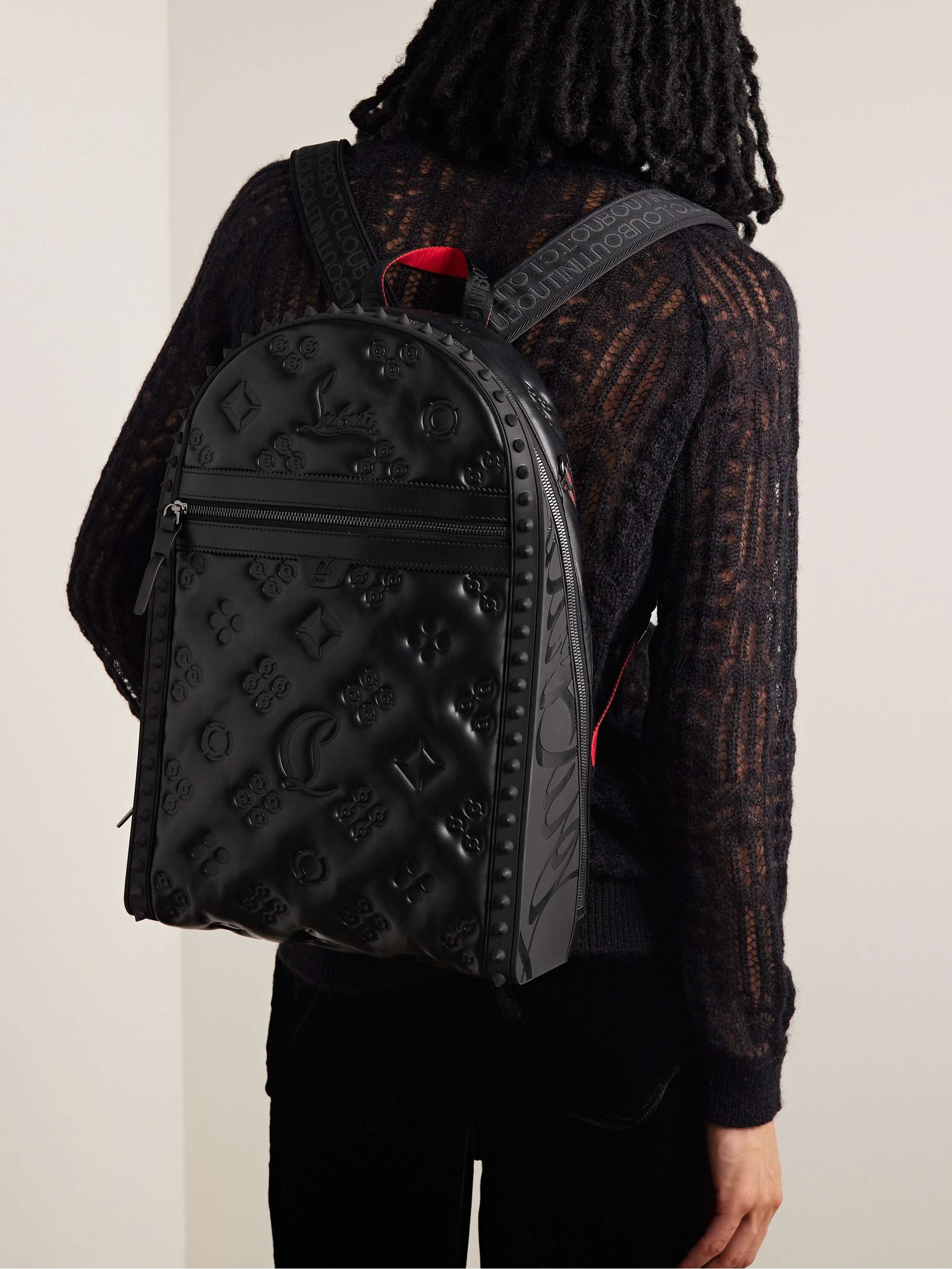 CHRISTIAN LOUBOUTIN Backparis Studded Logo-Debossed Leather Backpack