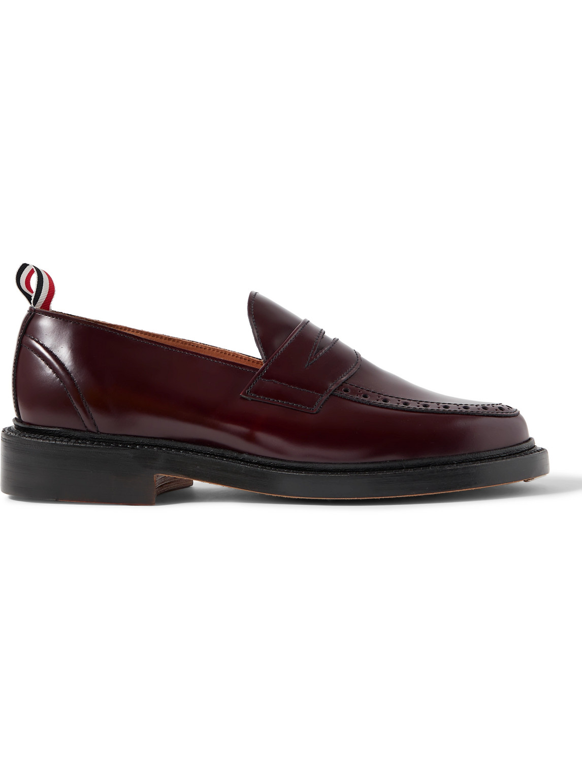 Thom Browne Grosgrain-Trimmed Glossed-Leather Penny Loafers