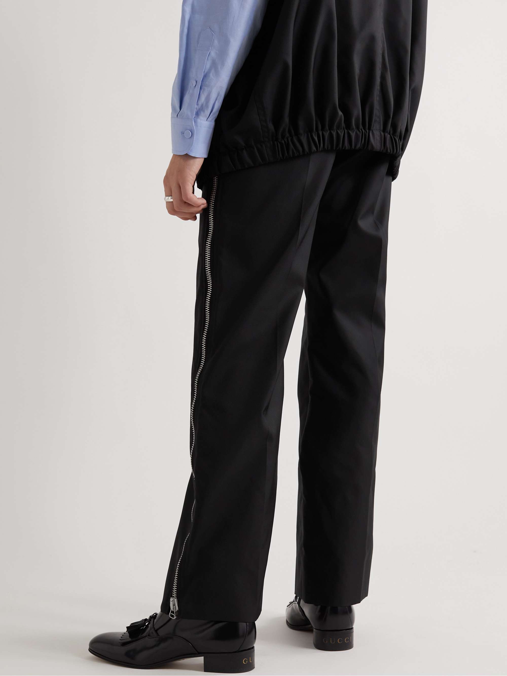 GUCCI Wide-Leg Zip-Embellished Shell Trousers