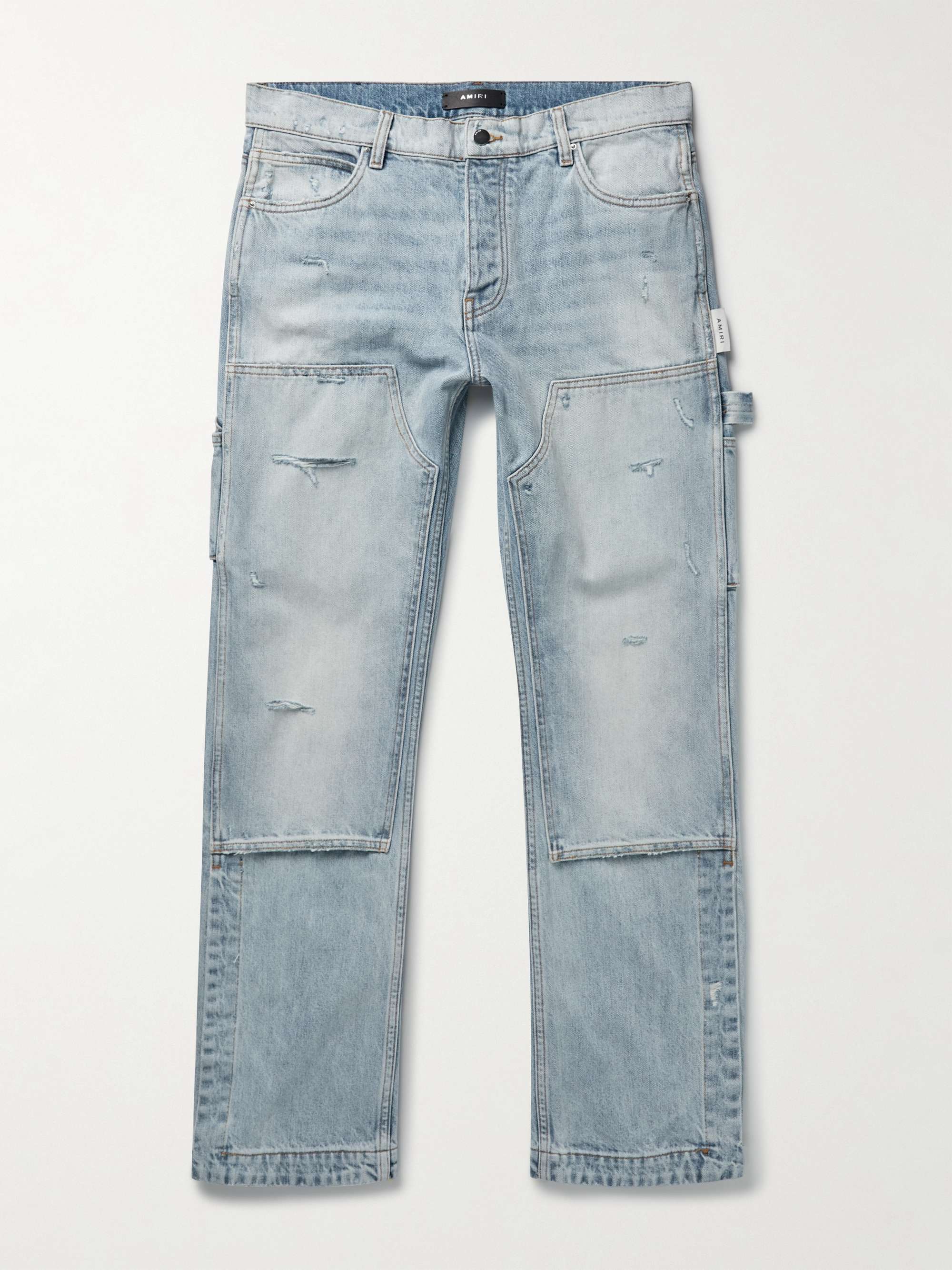 AMIRI Carpenter Straight-Leg Paneled Distressed Jeans