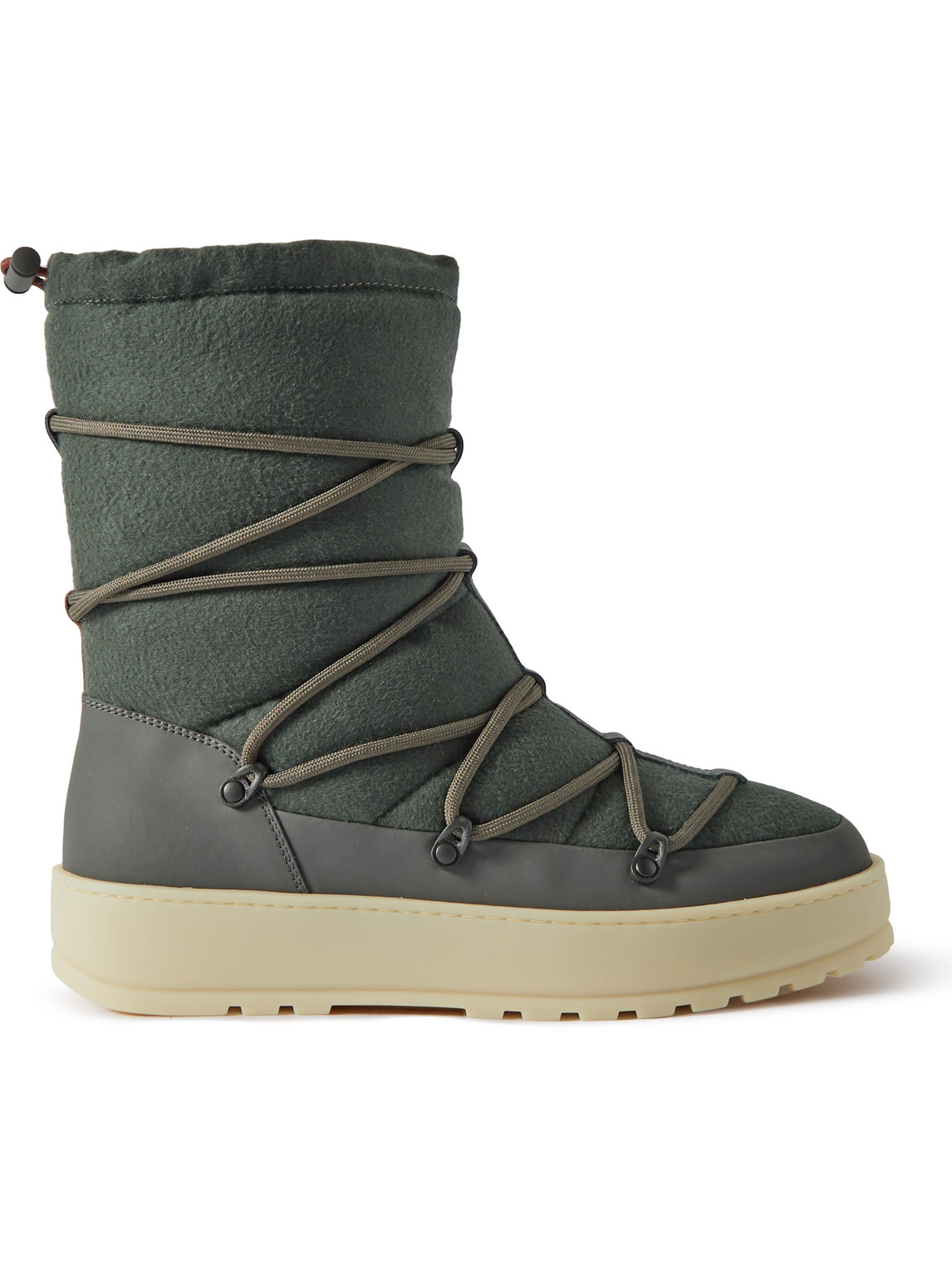Loro Piana Snow Wander Quilted Leather-trimmed Cashmere Boots In Green
