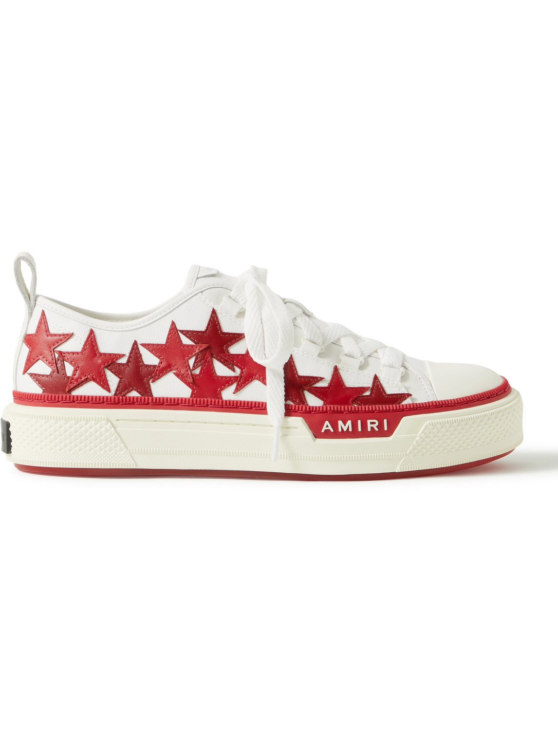 AMIRI APPLIQUÉD LEATHER AND CANVAS SNEAKERS