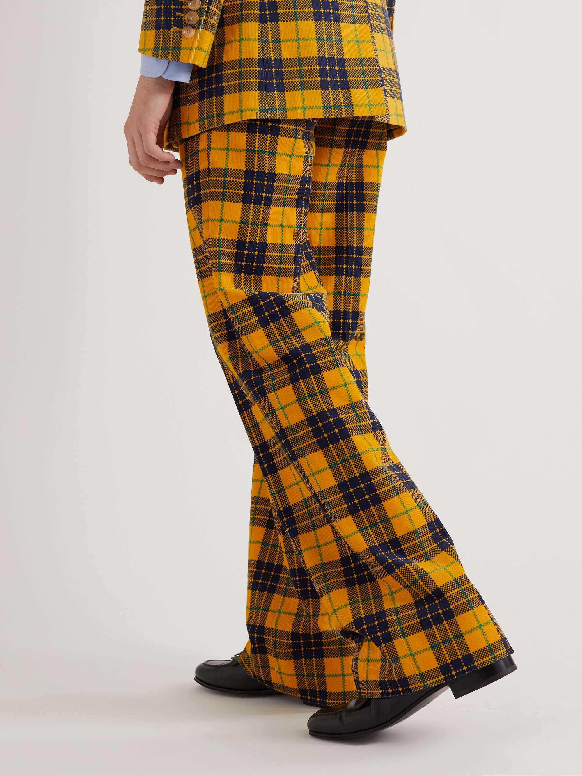 GUCCI Straight-Leg Checked Cotton-Corduroy Trousers