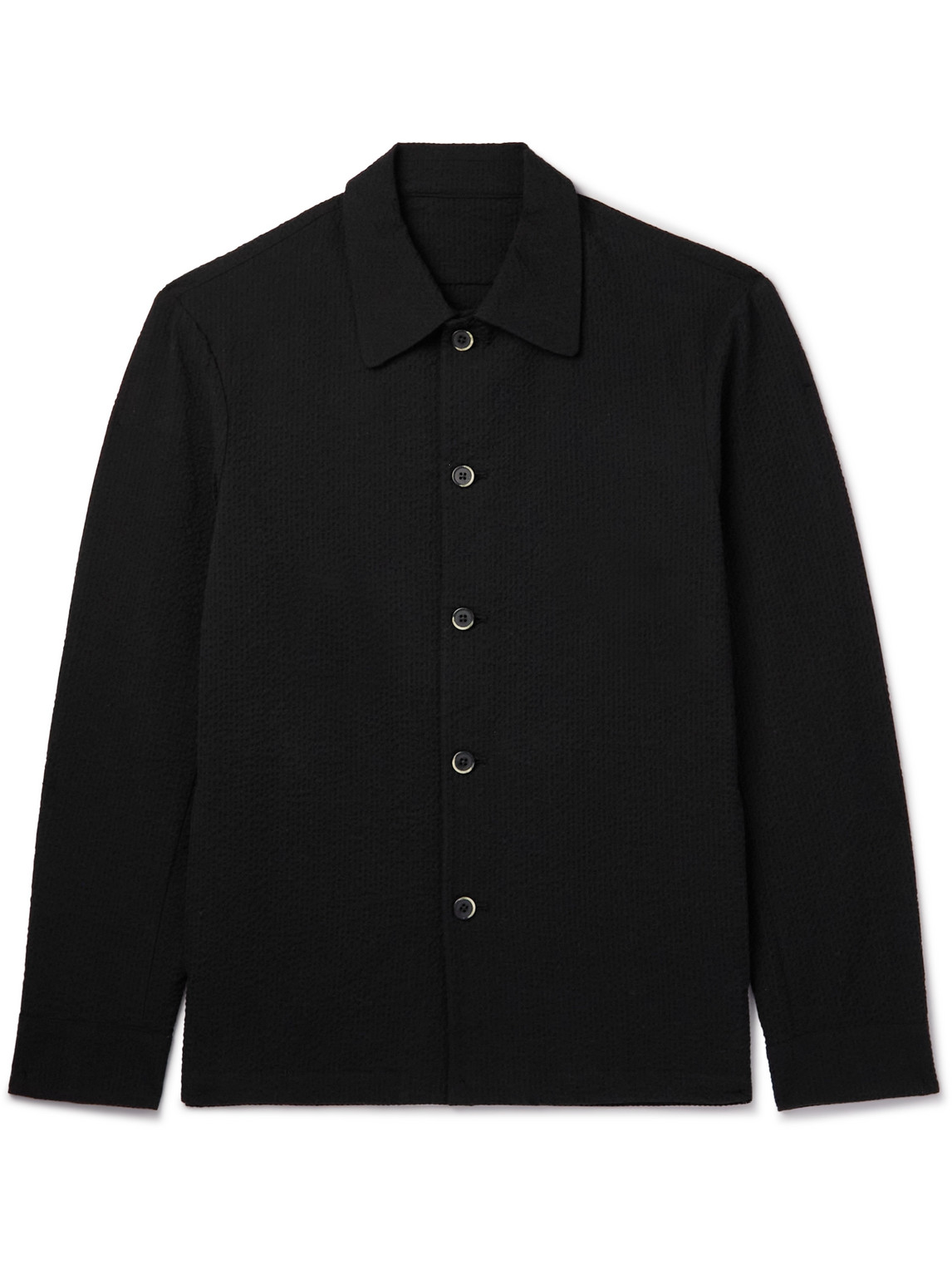 Barena Venezia Rocheo Stretch-cotton Seersucker Overshirt In Black