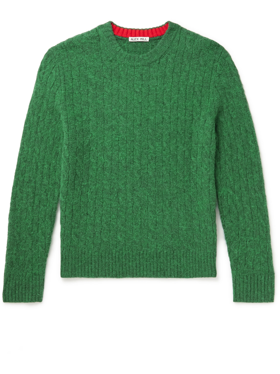 Alex Mill Pilly Cable-knit Merino Wool-blend Sweater In Green