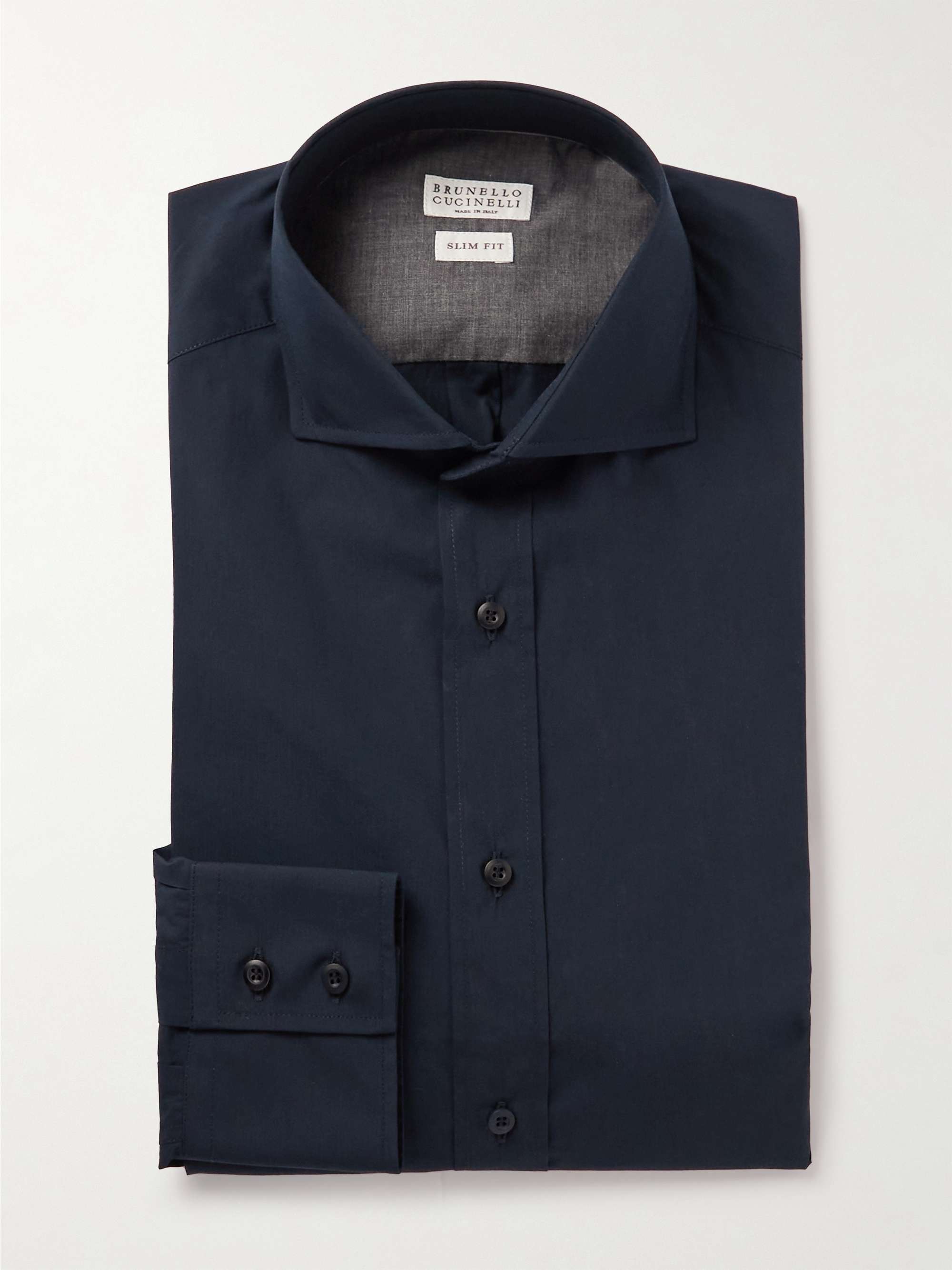 BRUNELLO CUCINELLI Slim-Fit Cutaway-Collar Cotton-Poplin Shirt