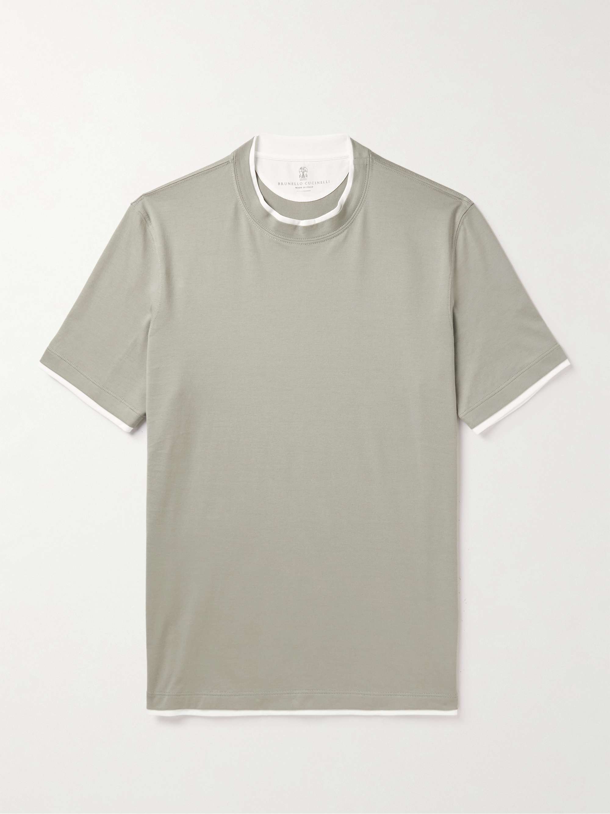 BRUNELLO CUCINELLI Contrast-Tipped Cotton-Jersey T-Shirt